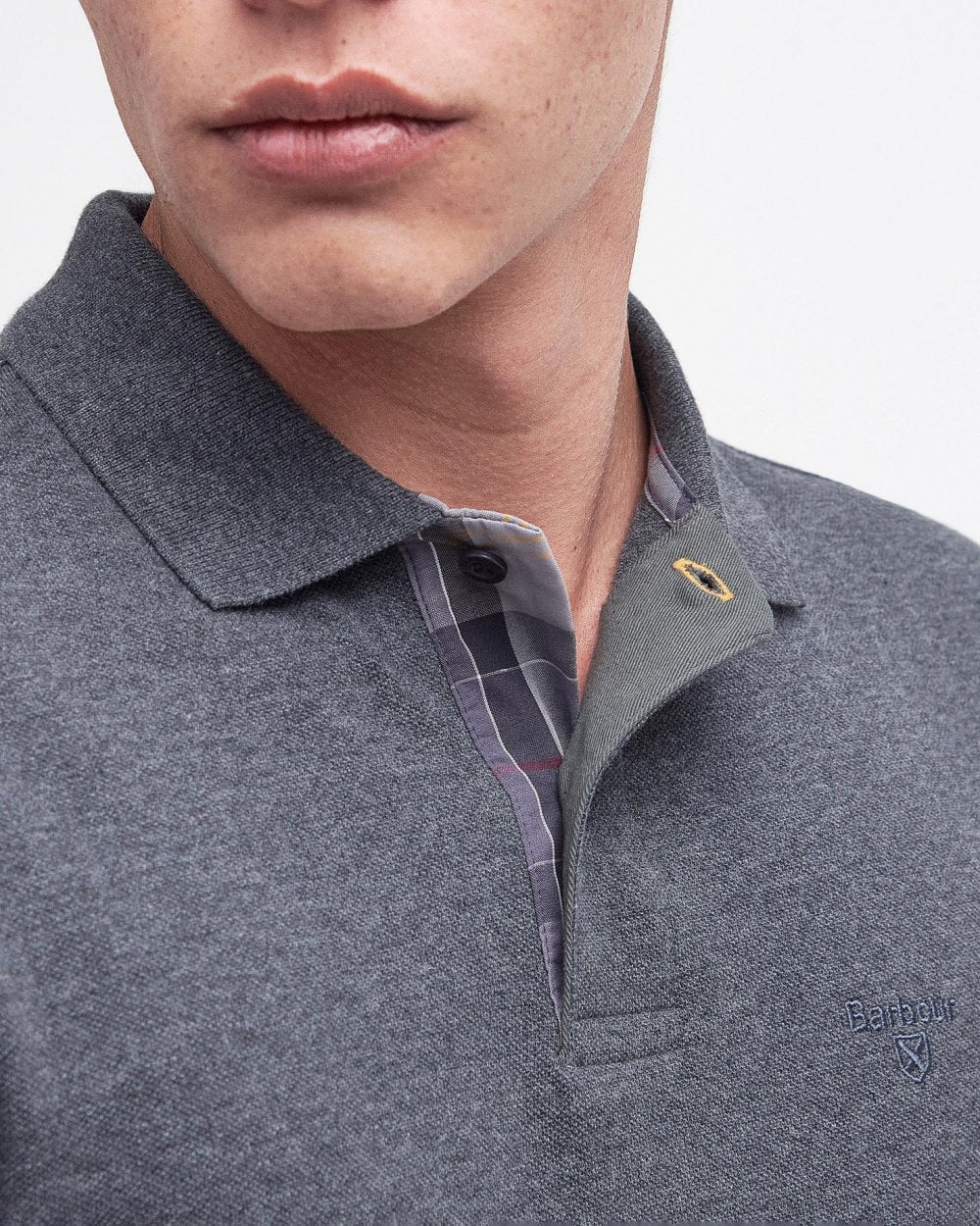Barbour Sports Mens Long Sleeve Polo Shirt - Slate Marl - Image 2