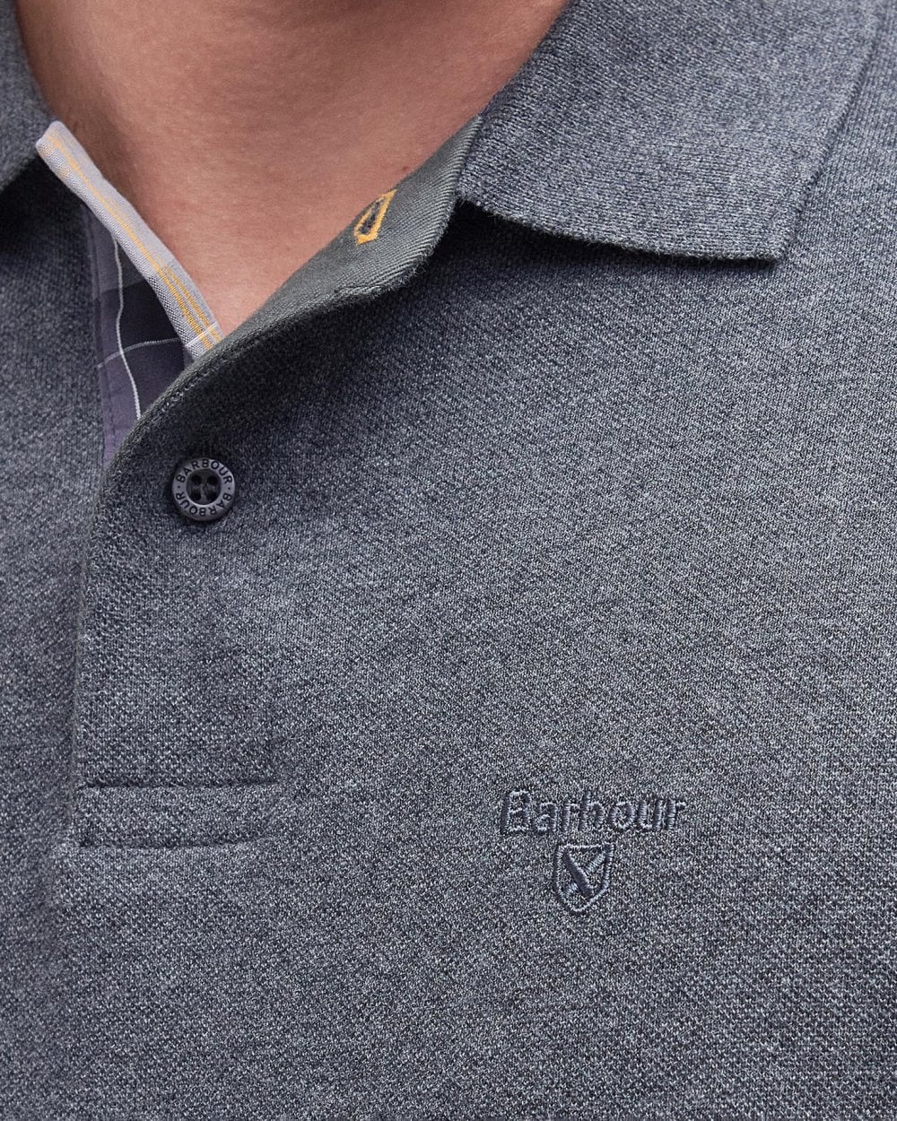 Barbour Sports Mens Long Sleeve Polo Shirt - Slate Marl - Image 5