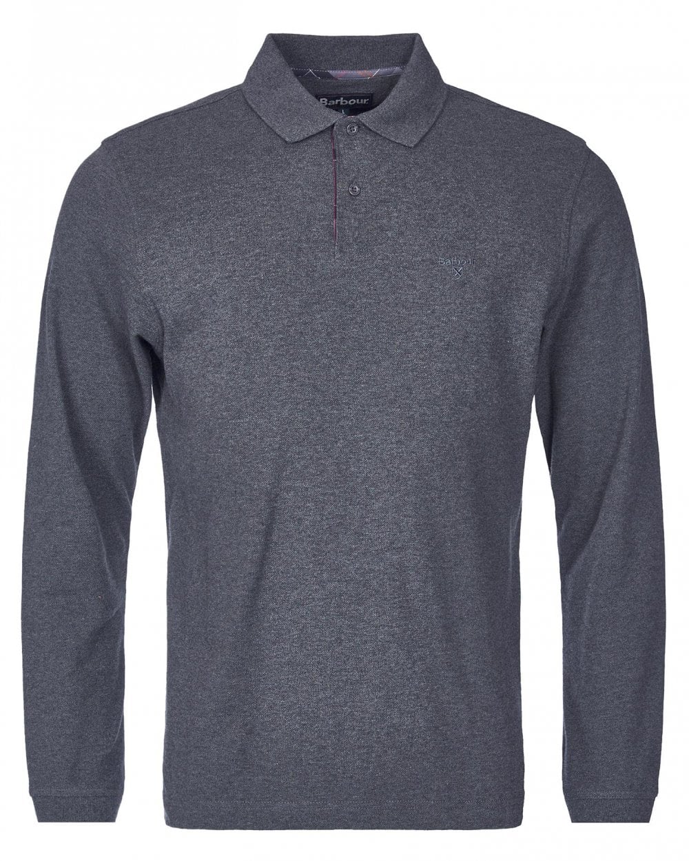 Barbour Sports Mens Long Sleeve Polo Shirt - Slate Marl - Image 7