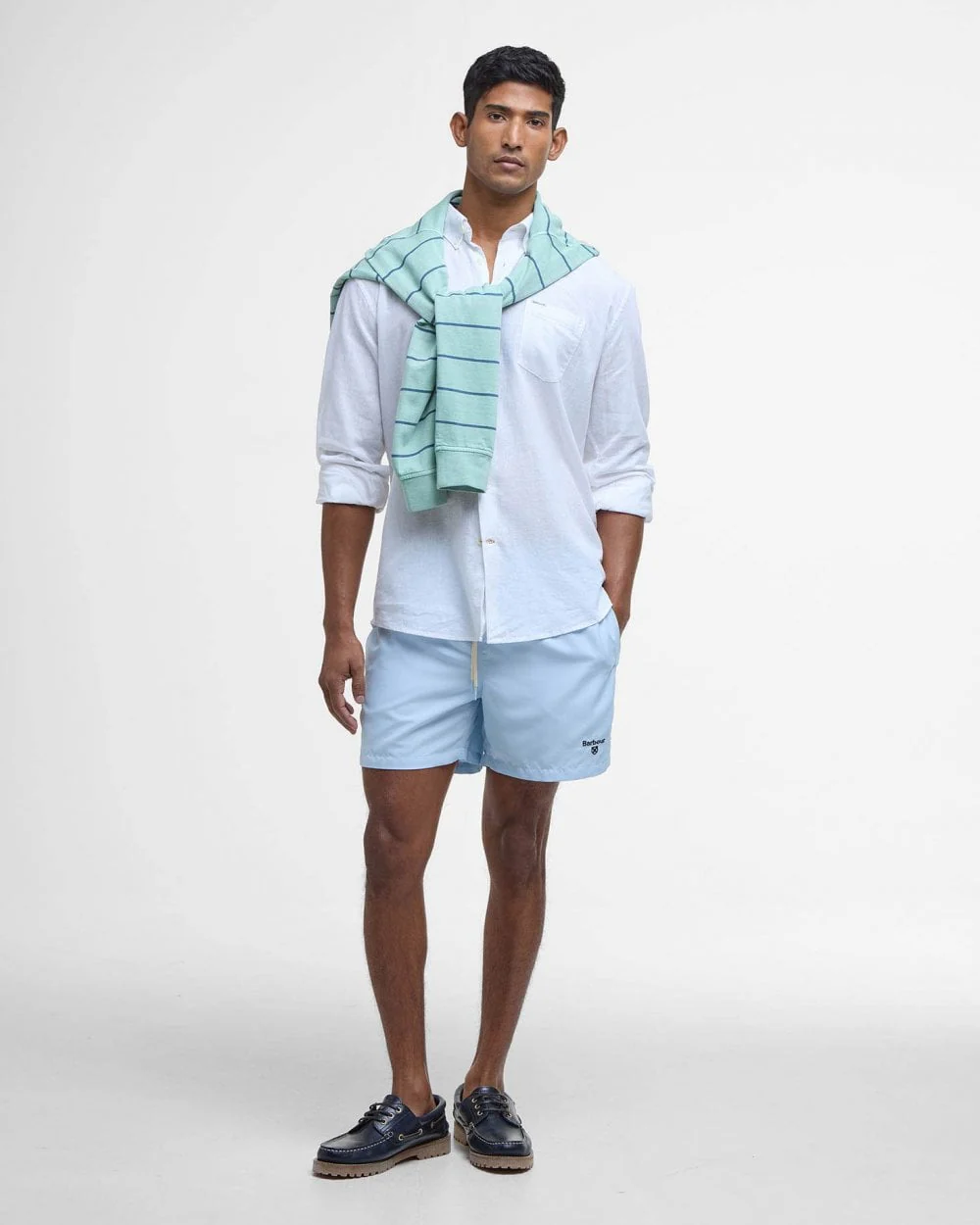 Barbour Staple Logo Mens 5 Swim Shorts - Ocean Sky - Image 2