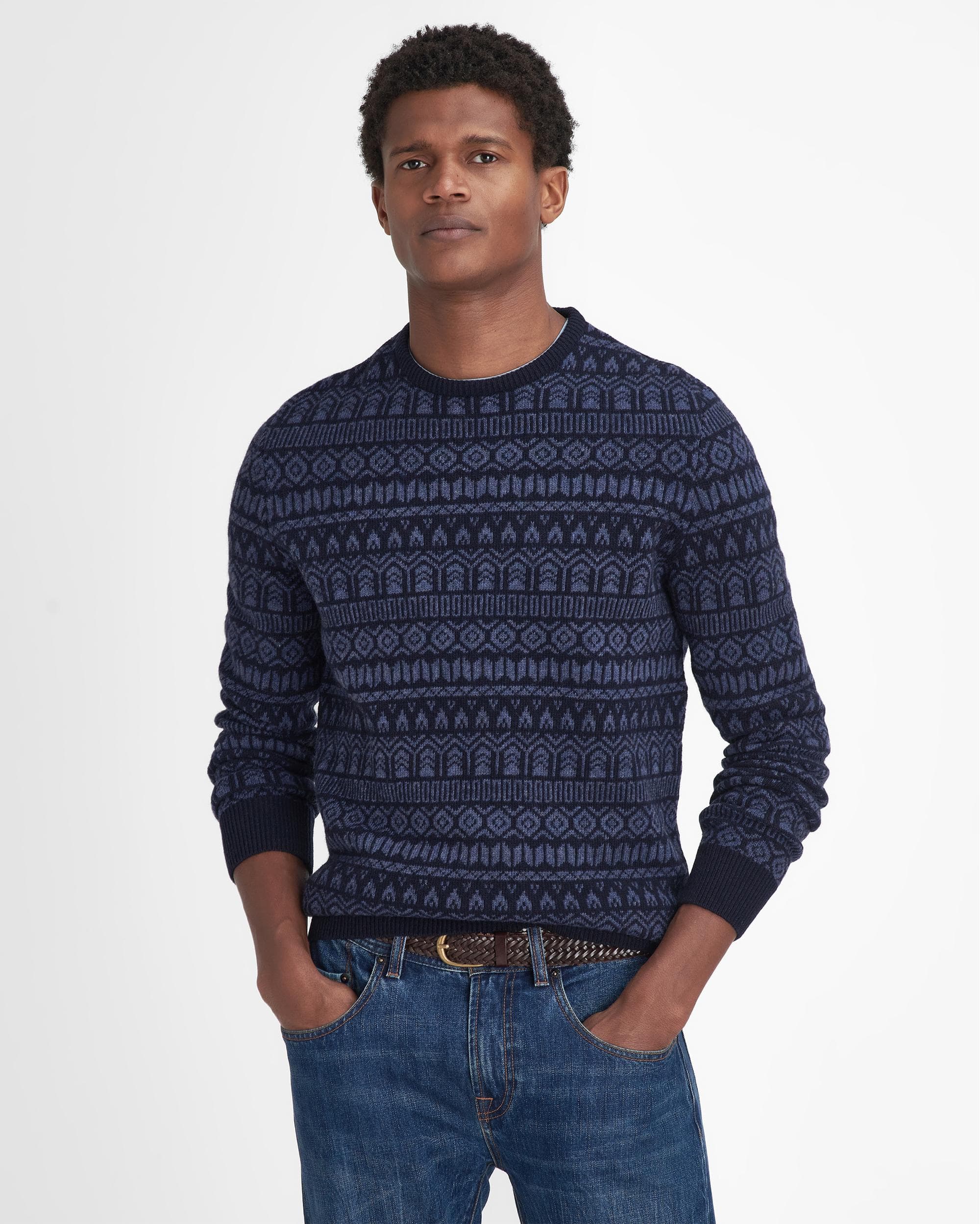 Barbour Stonebeck Mens Fair Isle Crew Neck Sweater