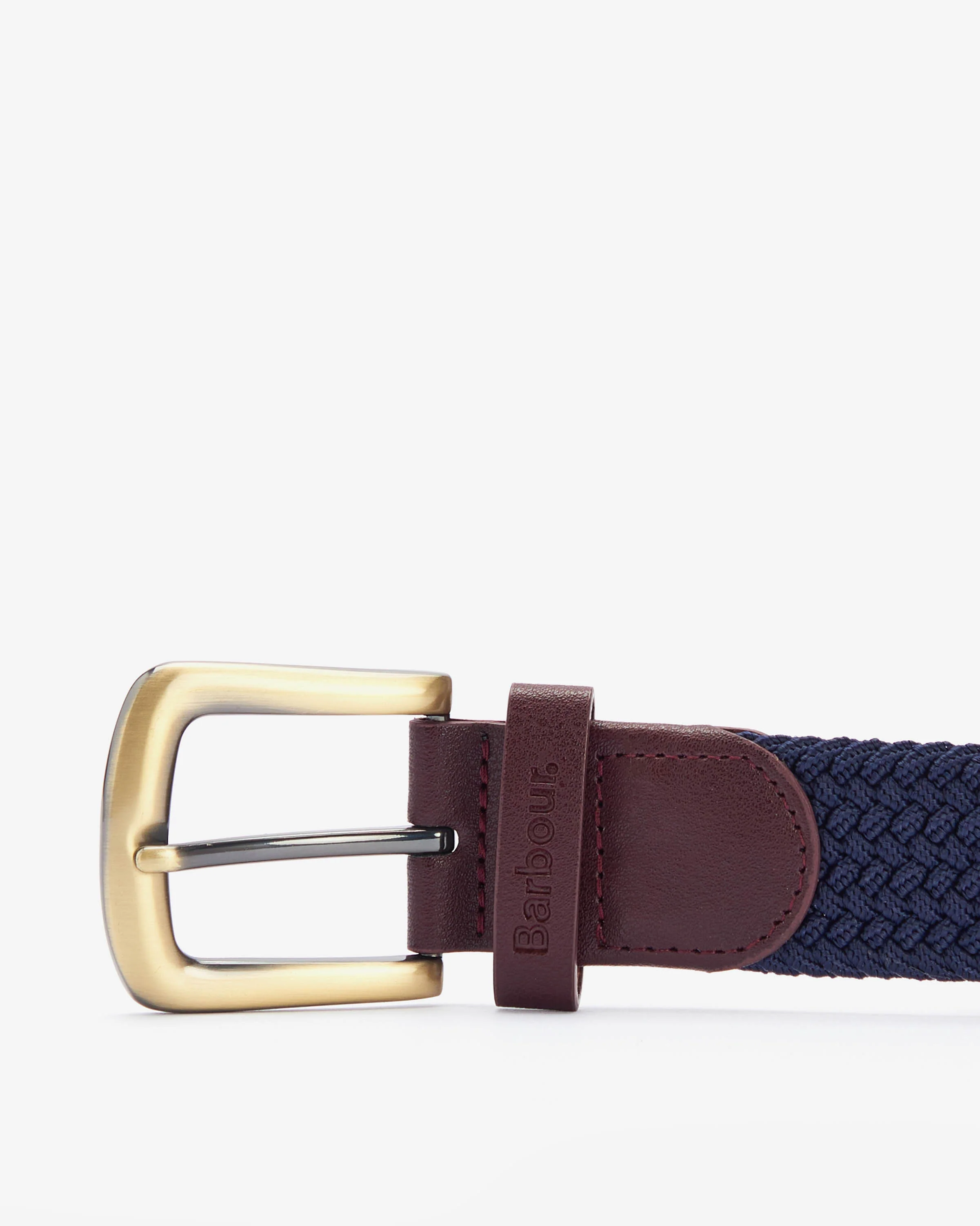 Barbour Stretch Webbing Mens Leather Belt - Navy - Image 2