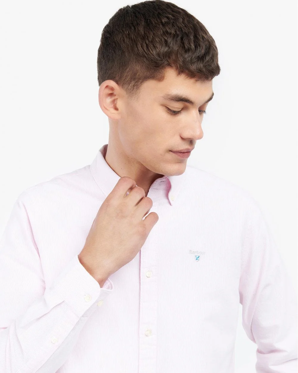Barbour Striped Oxtown Long Sleeve Mens Tailored Shirt - Pink - Image 2