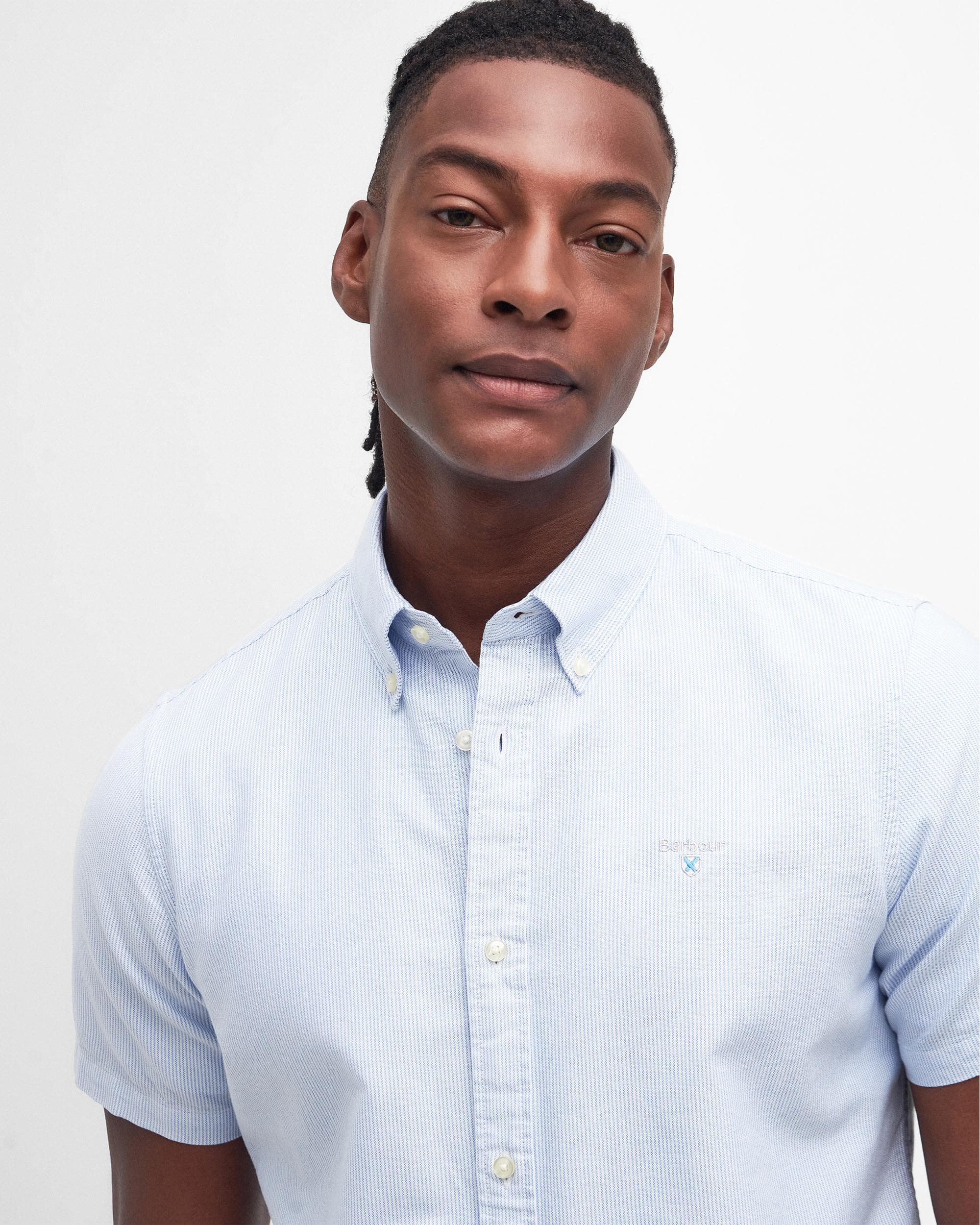 Barbour Striped Oxtown Mens Tailored Shirt - Sky Blue - Image 2