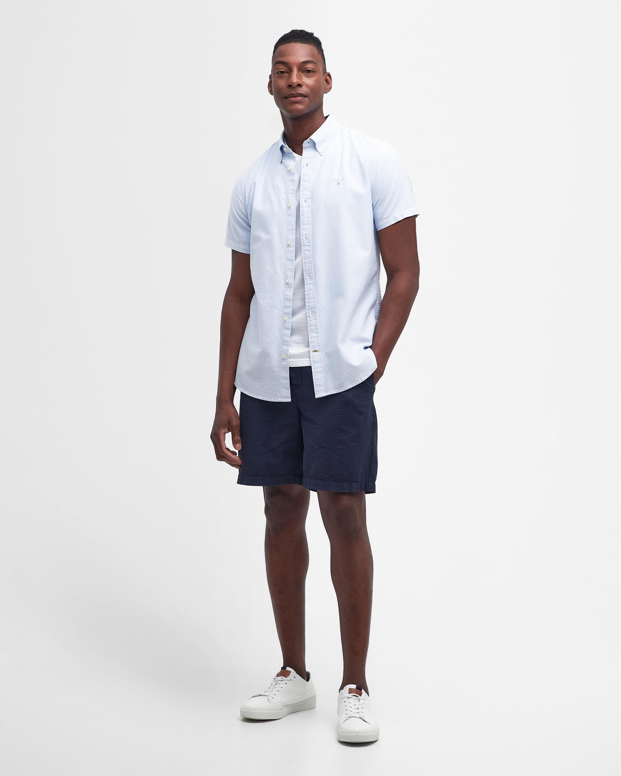 Barbour Striped Oxtown Mens Tailored Shirt - Sky Blue - Image 3