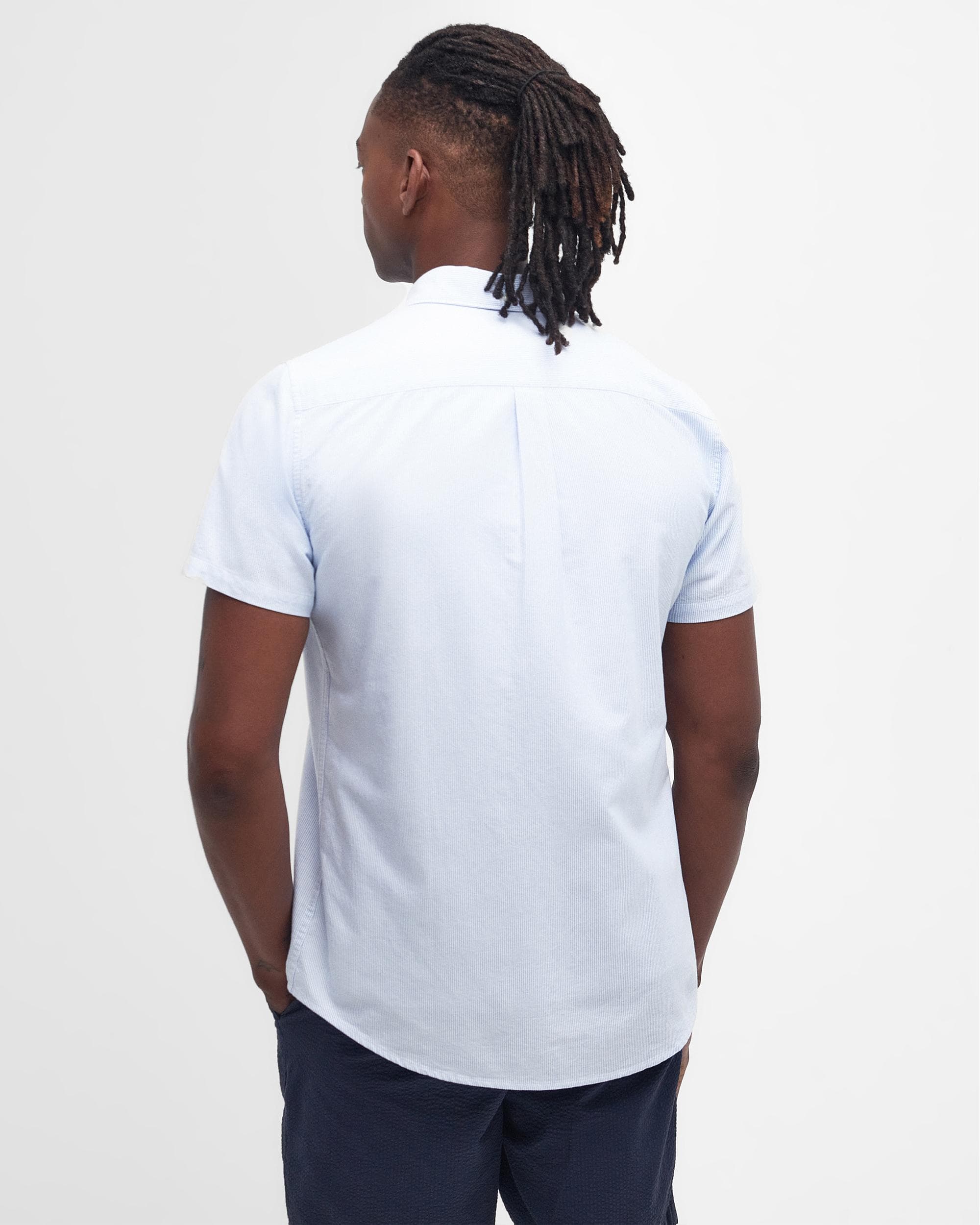 Barbour Striped Oxtown Mens Tailored Shirt - Sky Blue - Image 4