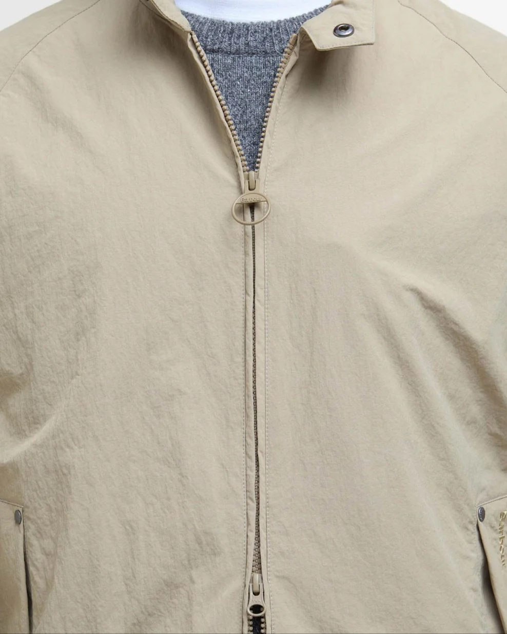 Barbour Sum Royston Mens Showerproof Jacket - Washed Stone - Image 4
