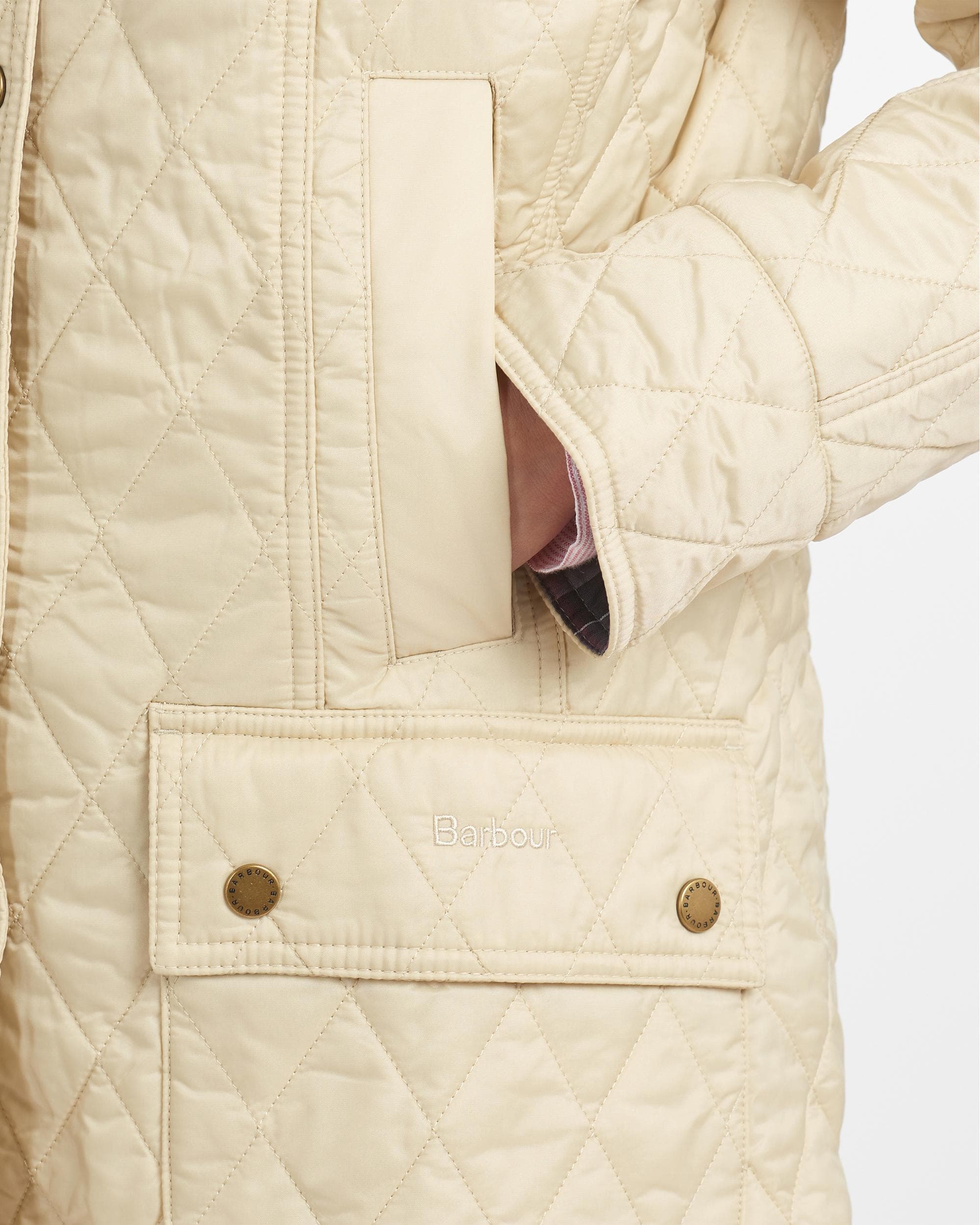 Barbour Summer Beadnell Womens Quilted Jacket - Pearl - Image 4