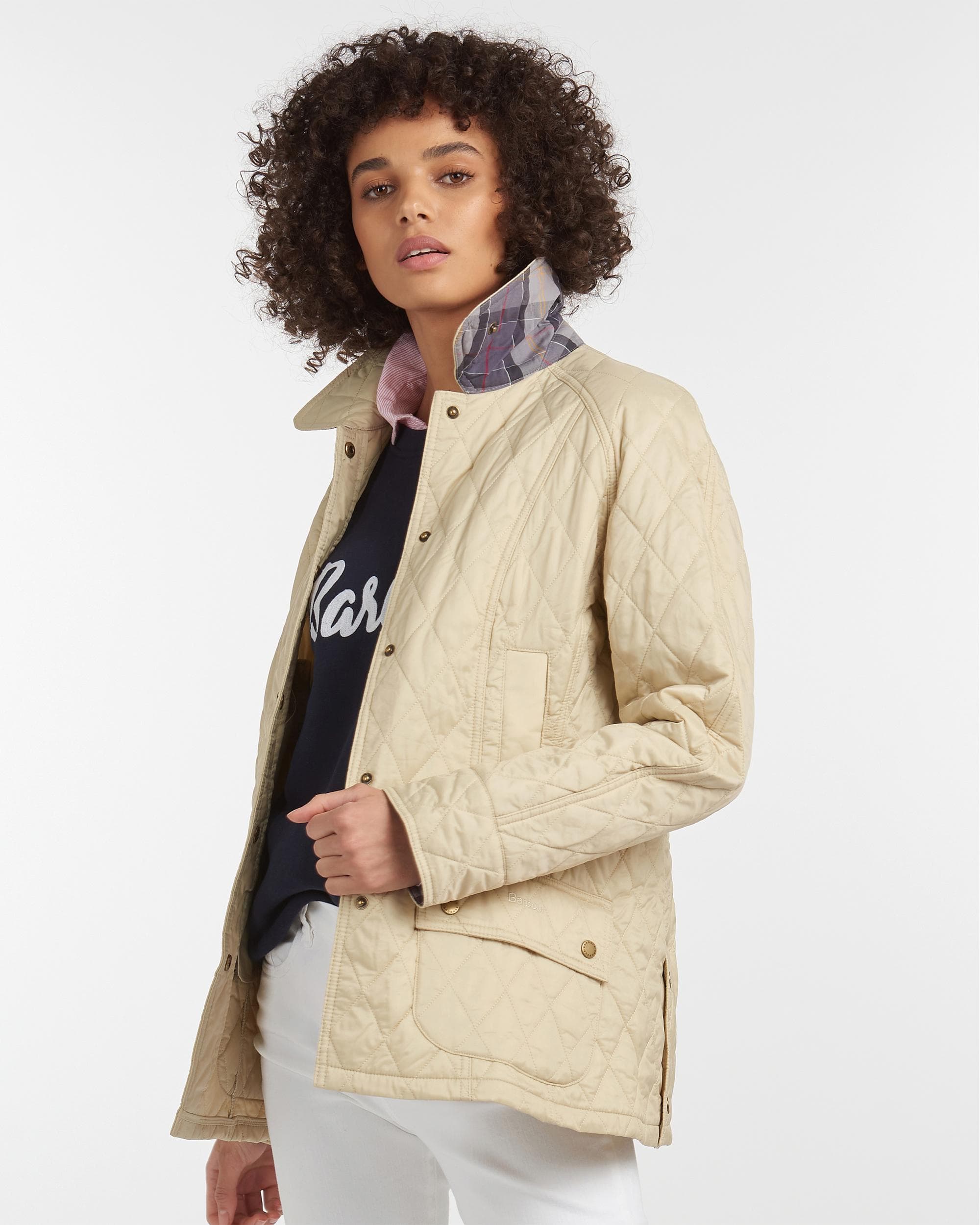 Barbour Summer Beadnell Womens Quilted Jacket - Pearl - Image 5