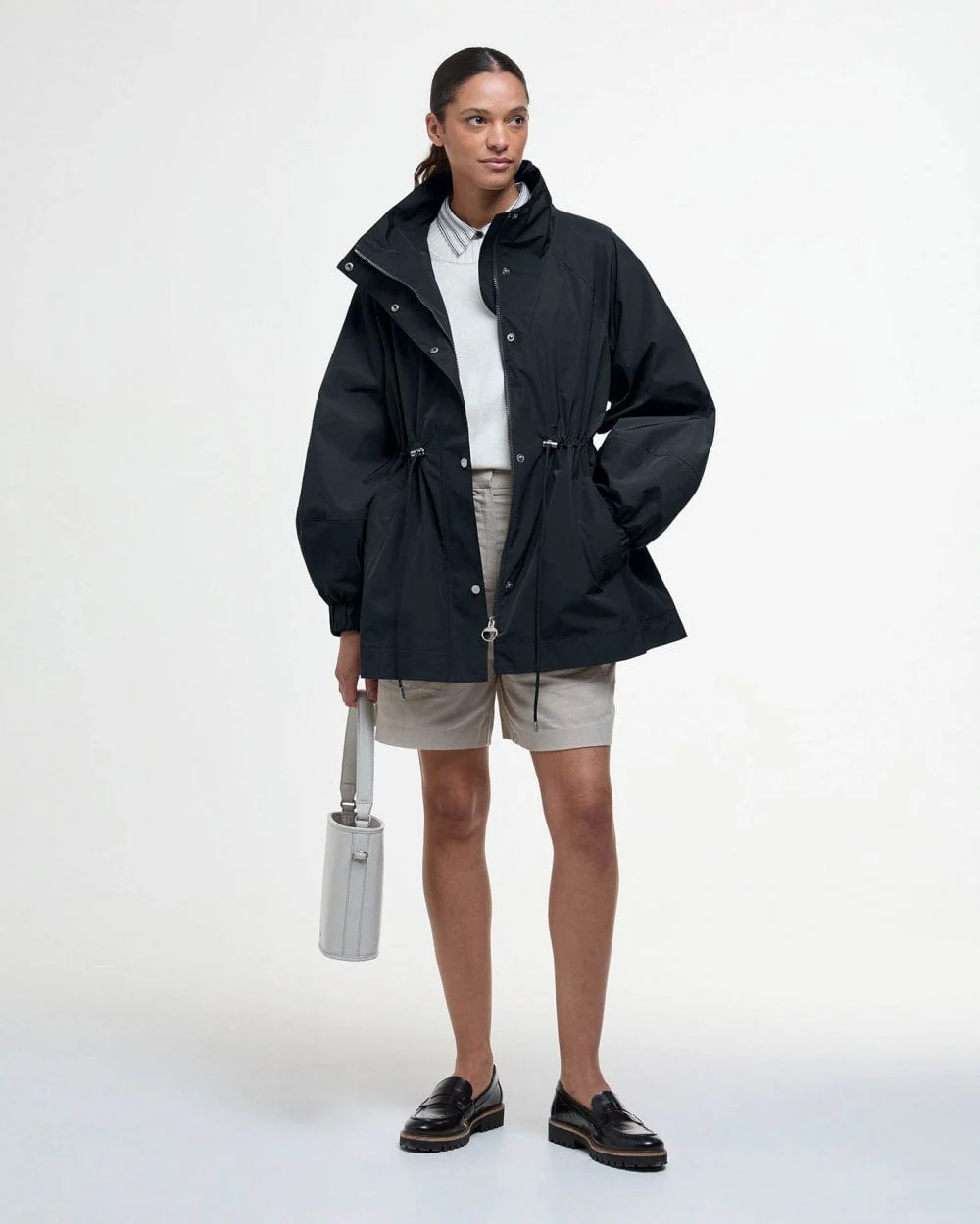 Barbour Suri Womens Showerproof Jacket - Black/Safari Dress Tartan - Image 2
