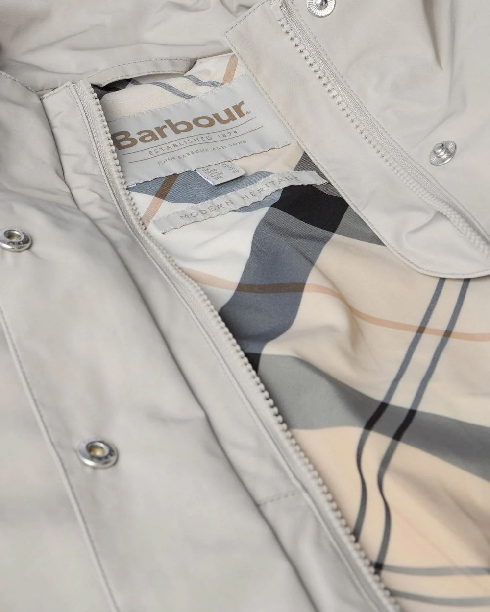 Barbour Suri Womens Showerproof Jacket - Light Sand/Safari Dress Tartan - Image 7