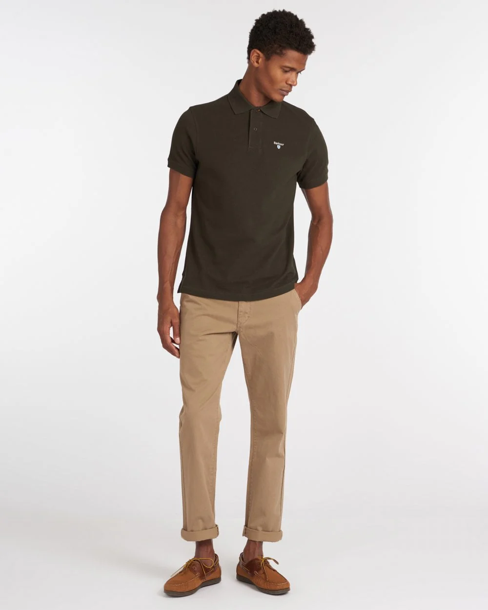 Barbour Tartan Pique Mens Polo - Forest Green - Image 3