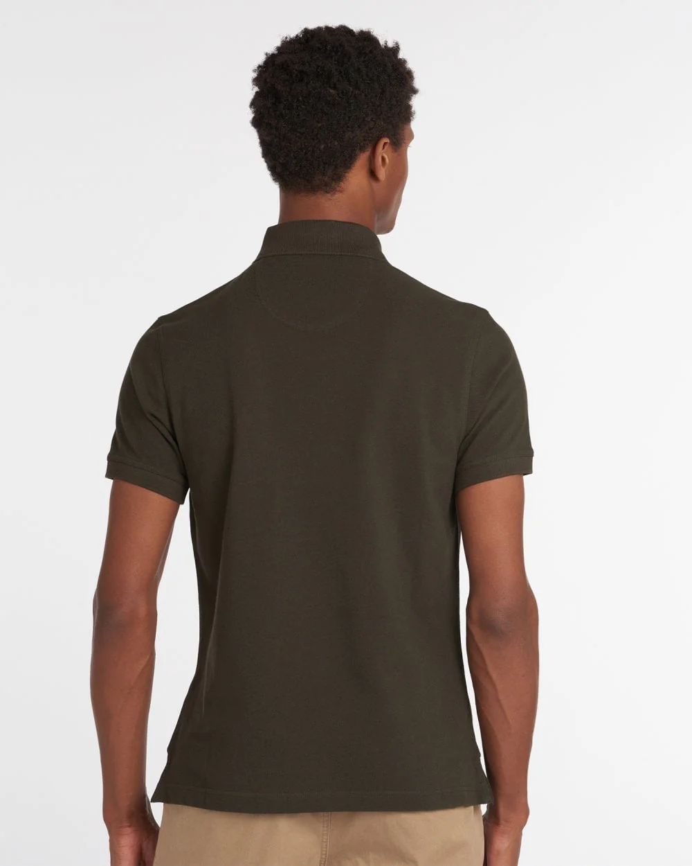 Barbour Tartan Pique Mens Polo - Forest Green - Image 4