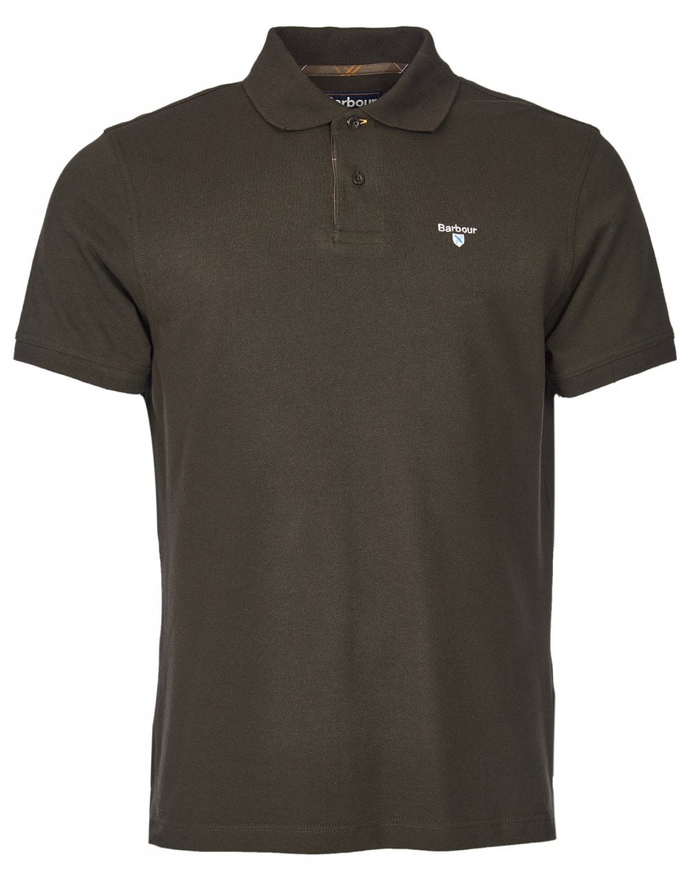 Barbour Tartan Pique Mens Polo - Forest Green - Image 7
