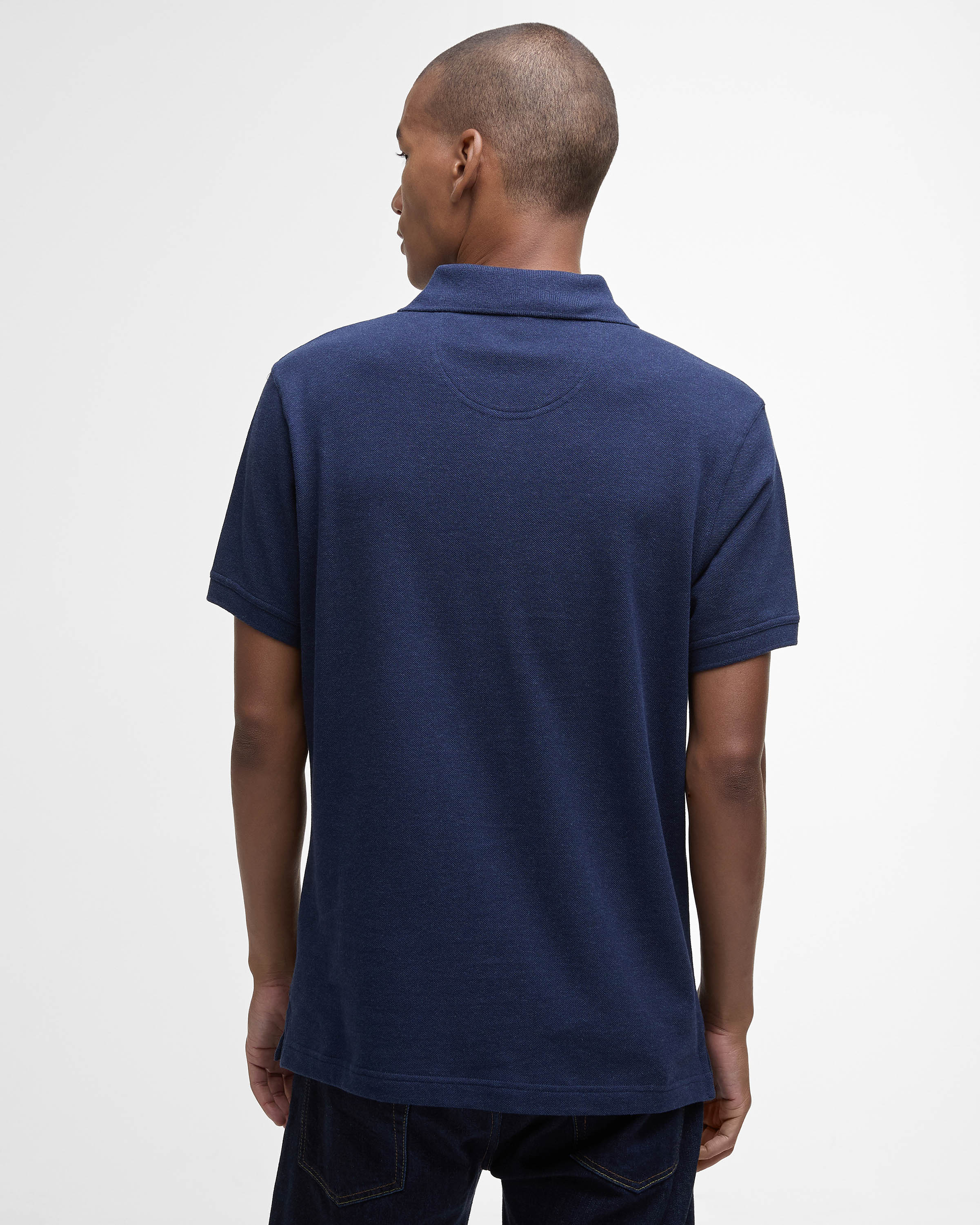 Barbour Tartan Pique Mens Polo - Inky Marl - Image 2
