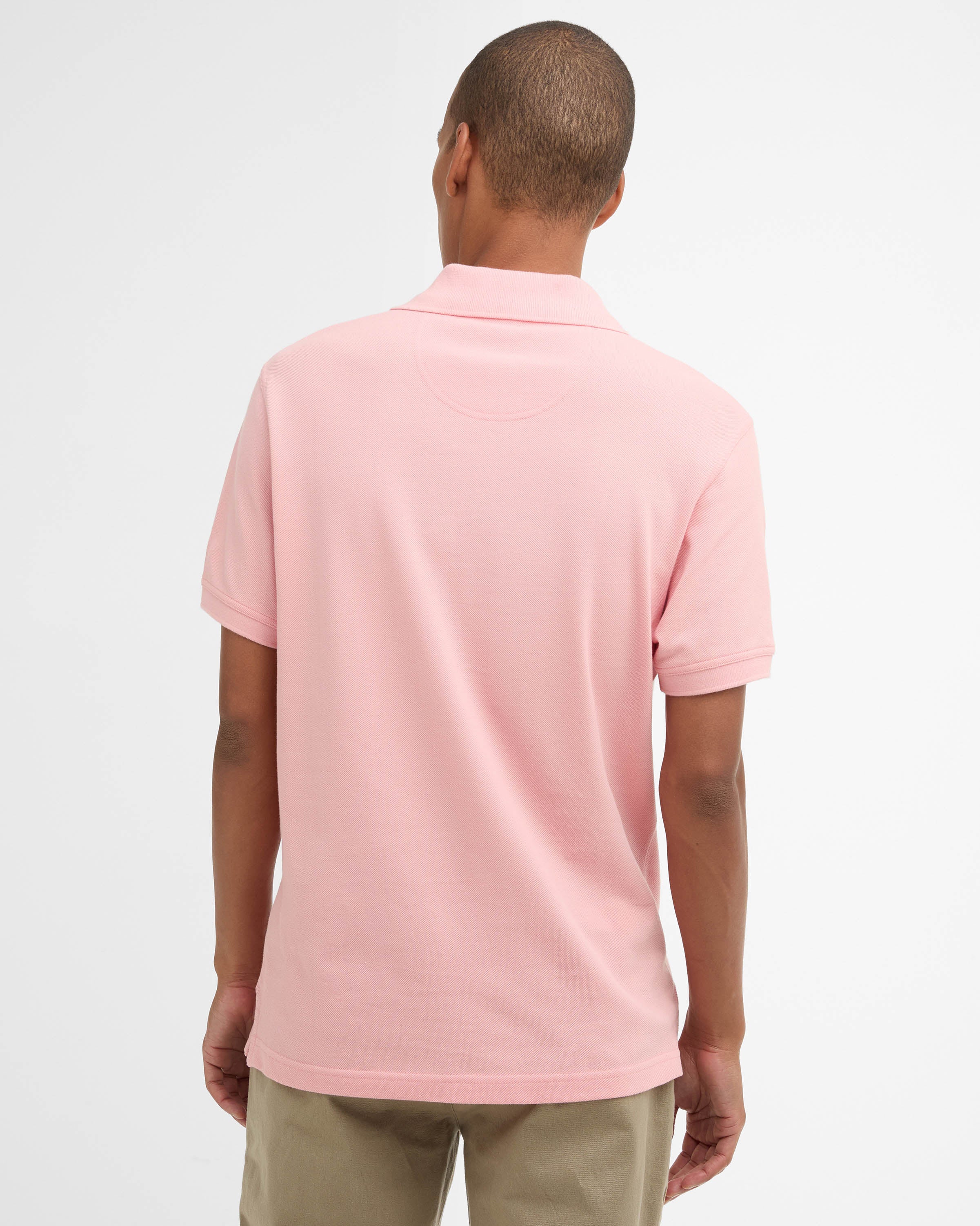 Barbour Tartan Pique Mens Polo - Mineral Pink - Image 4