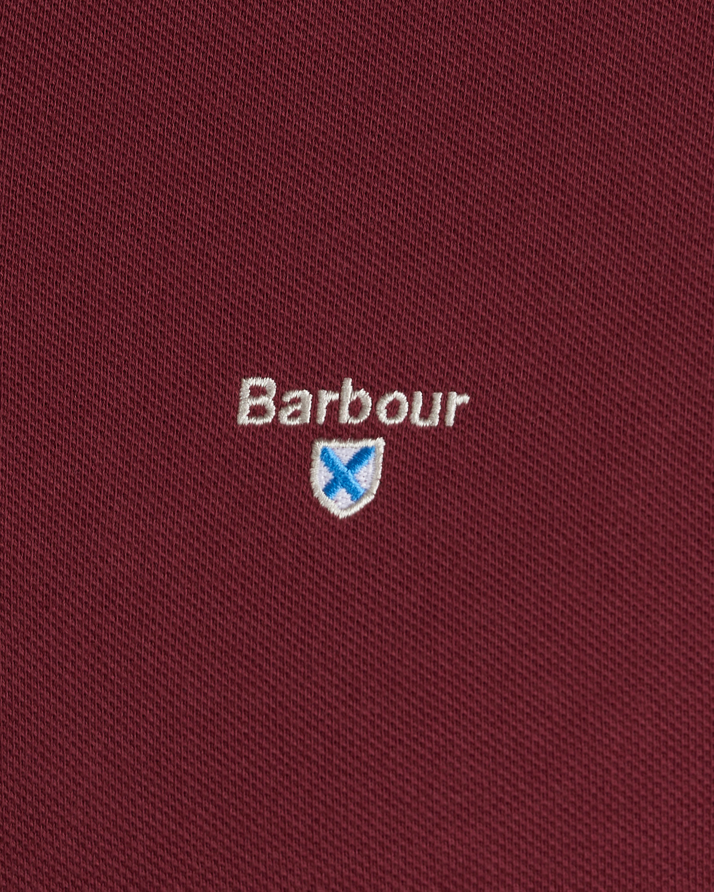 Barbour Tartan Pique Mens Polo - Ruby - Image 3