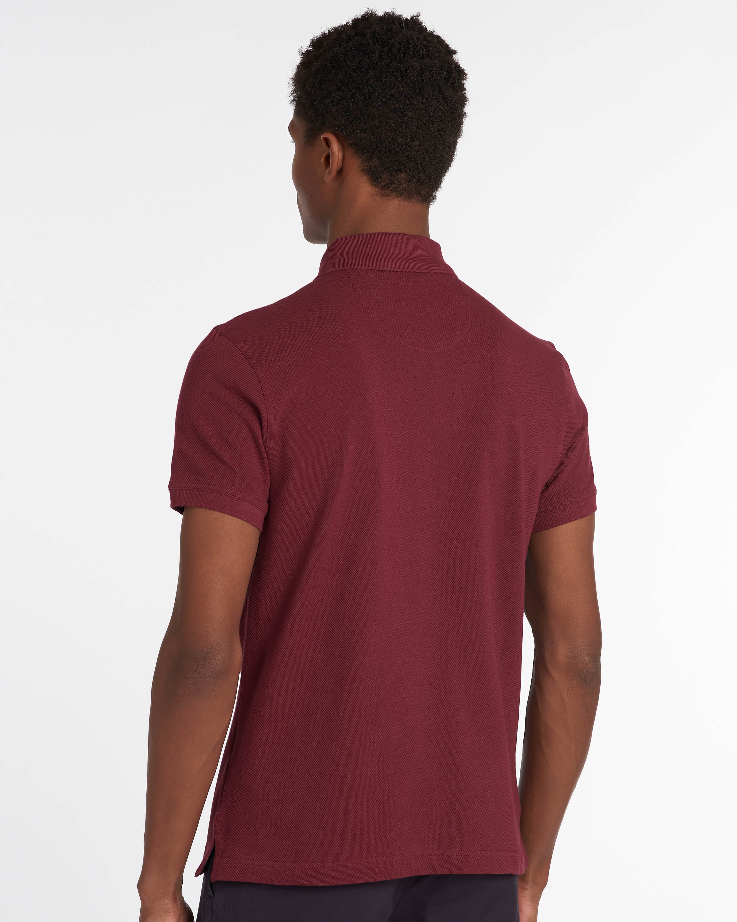 Barbour Tartan Pique Mens Polo - Ruby - Image 5