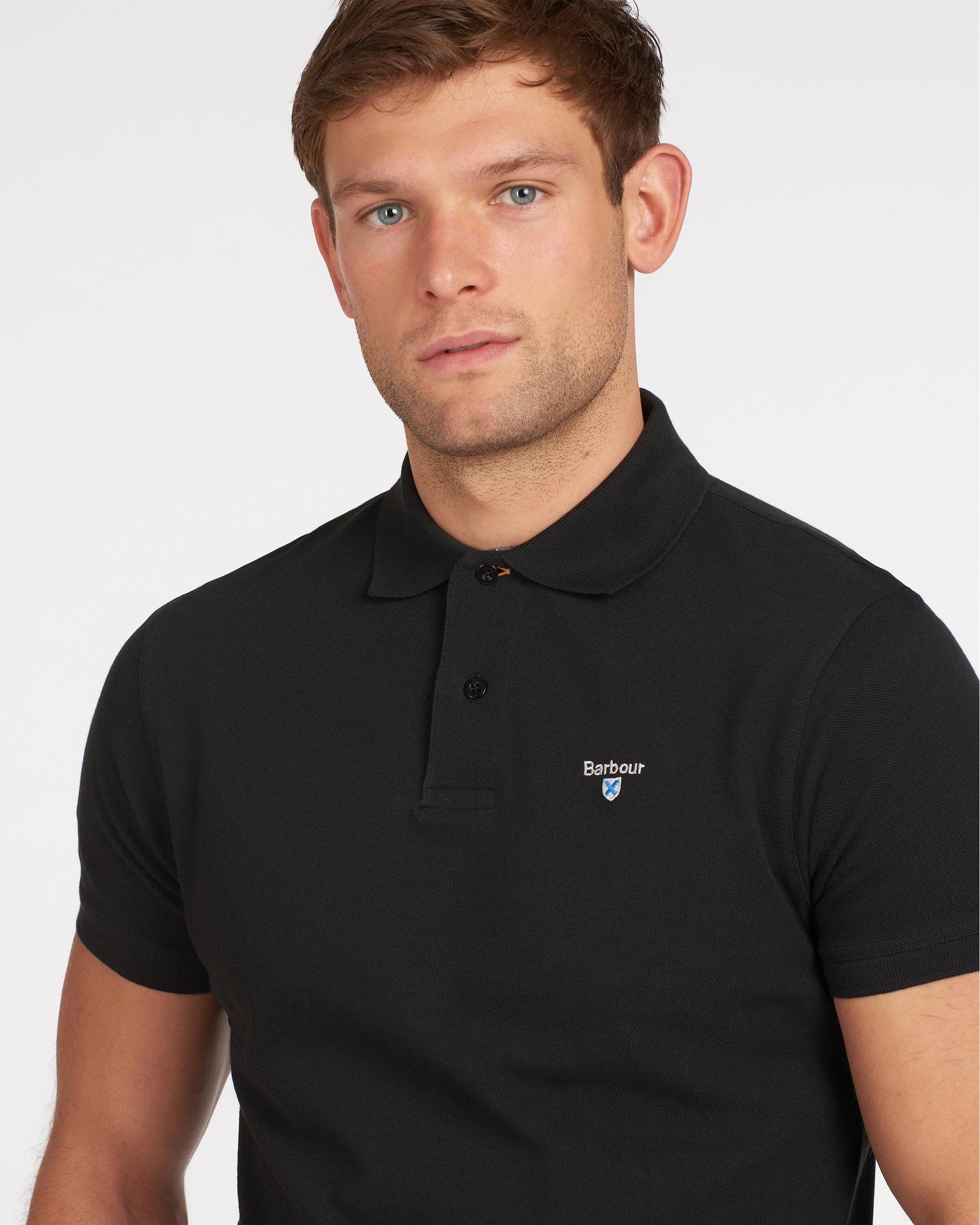 Barbour Tartan Pique Mens Polo - Black/Modern - Image 2