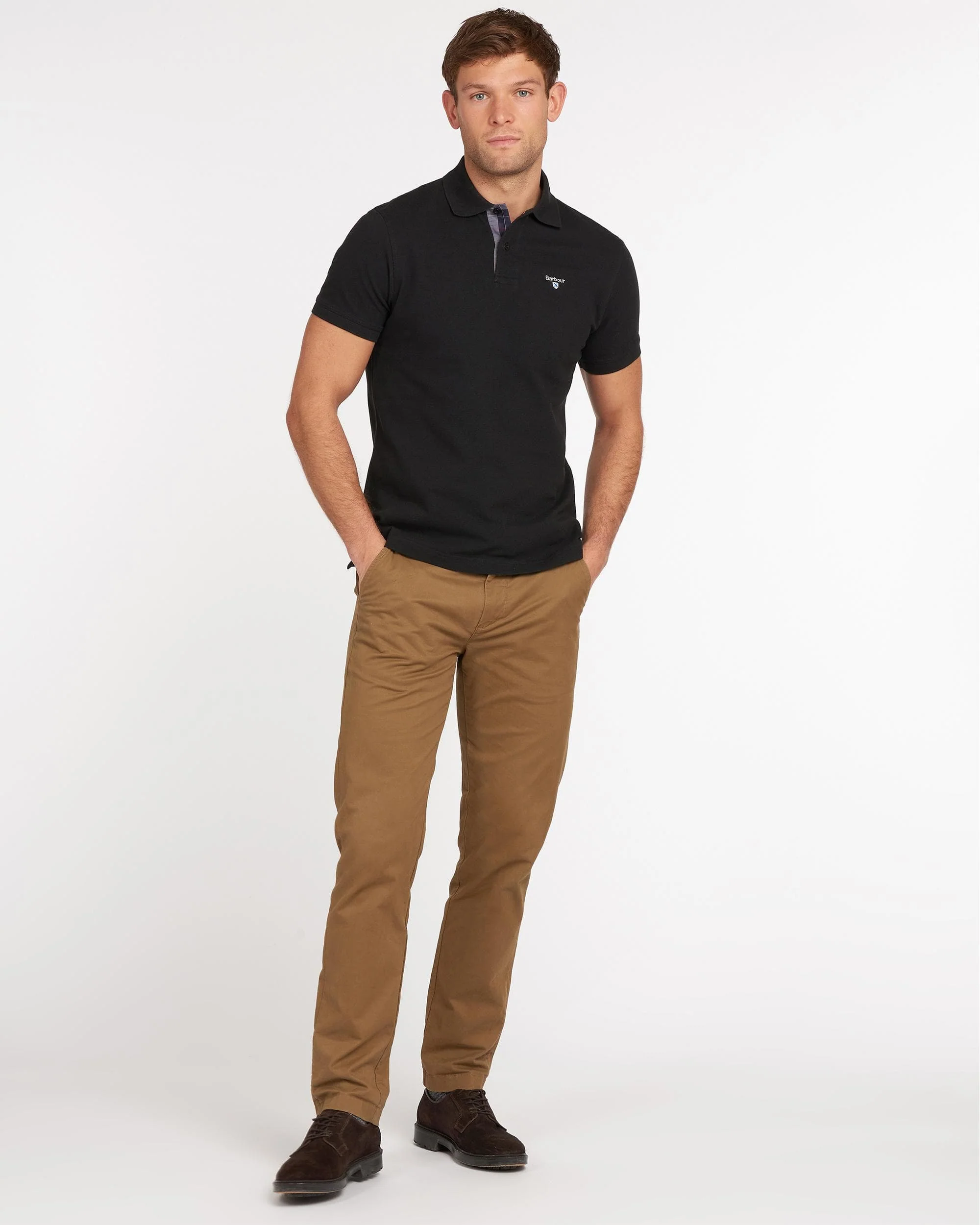 Barbour Tartan Pique Mens Polo - Black/Modern - Image 3