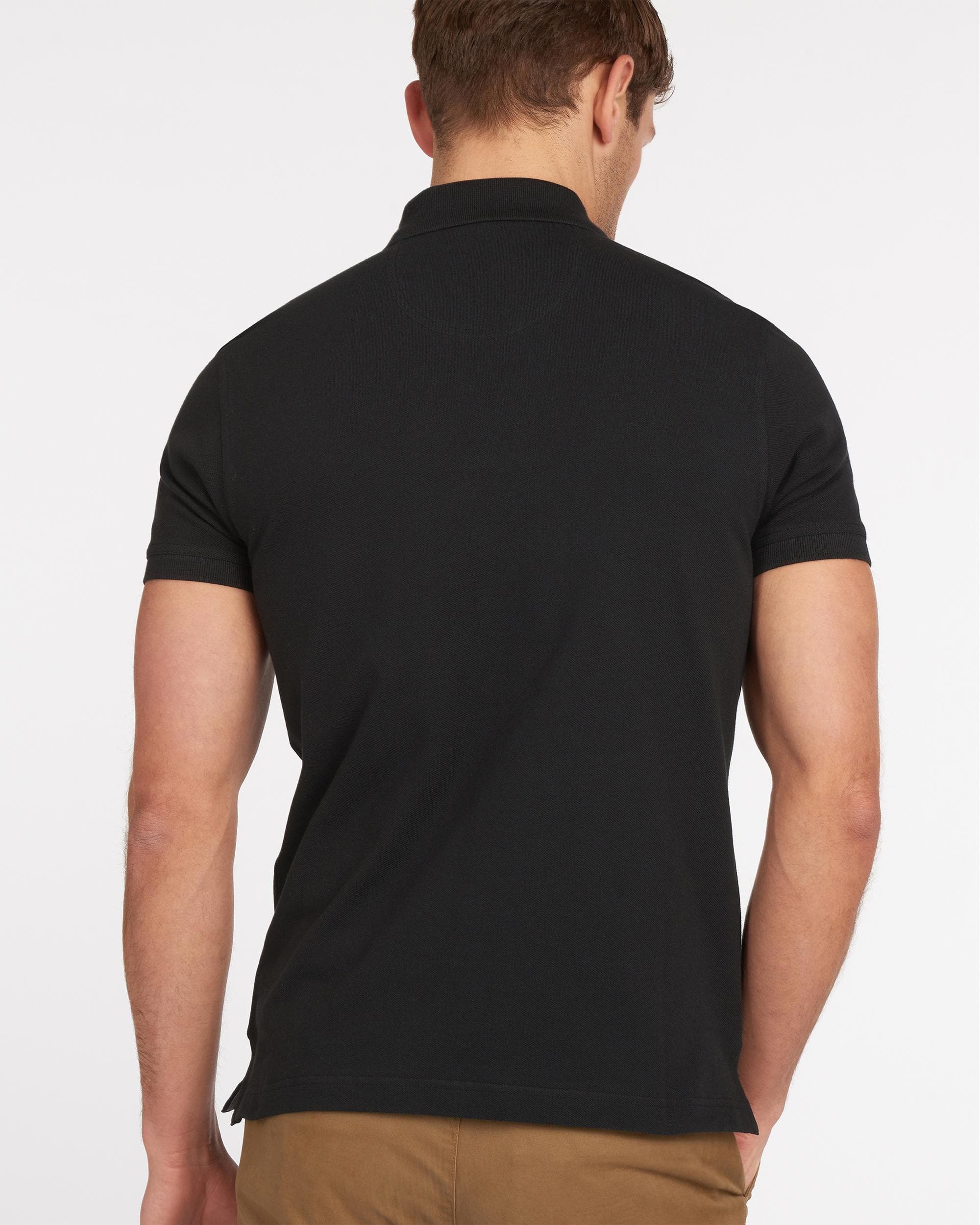 Barbour Tartan Pique Mens Polo - Black/Modern - Image 4