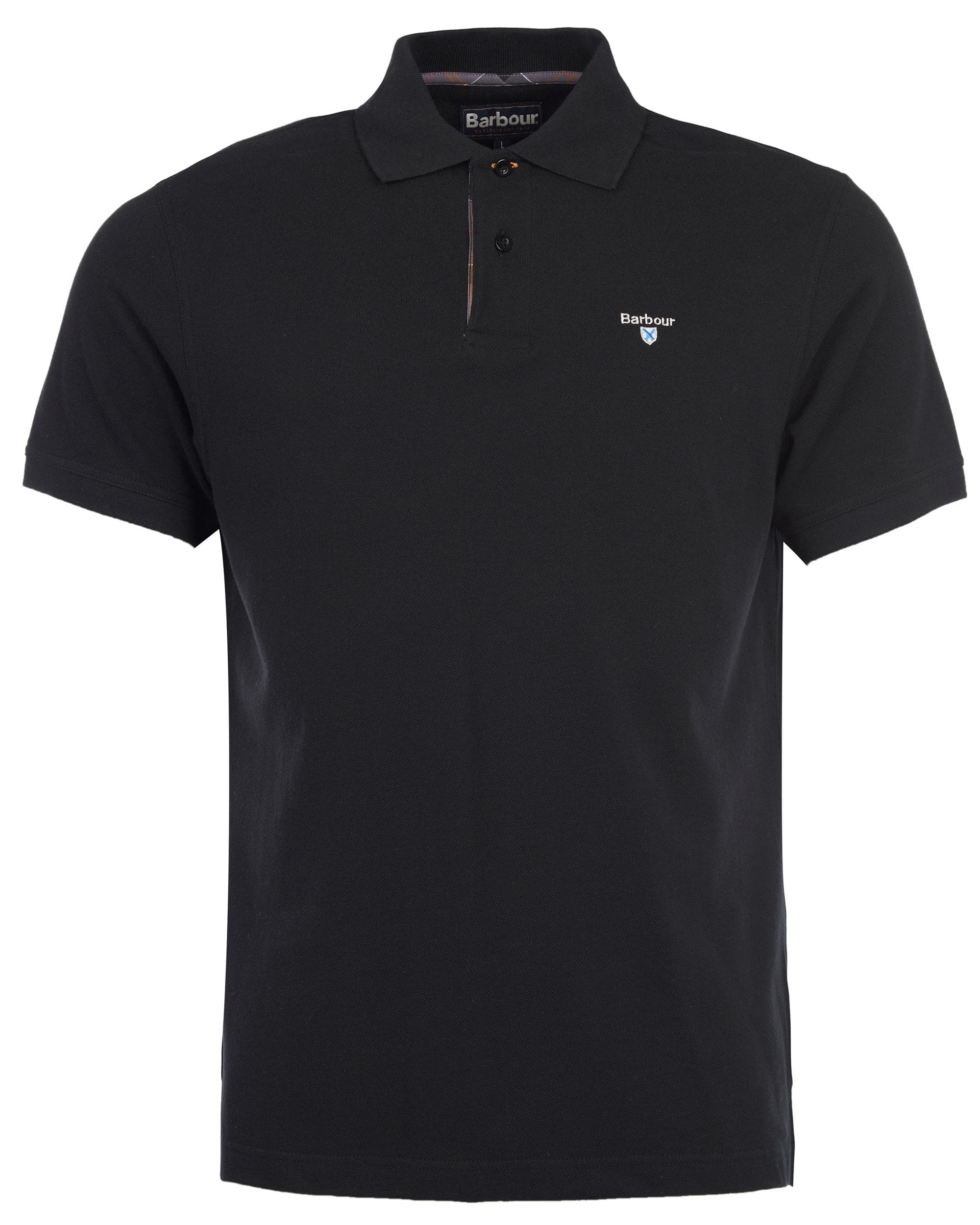 Barbour Tartan Pique Mens Polo - Black/Modern - Image 7