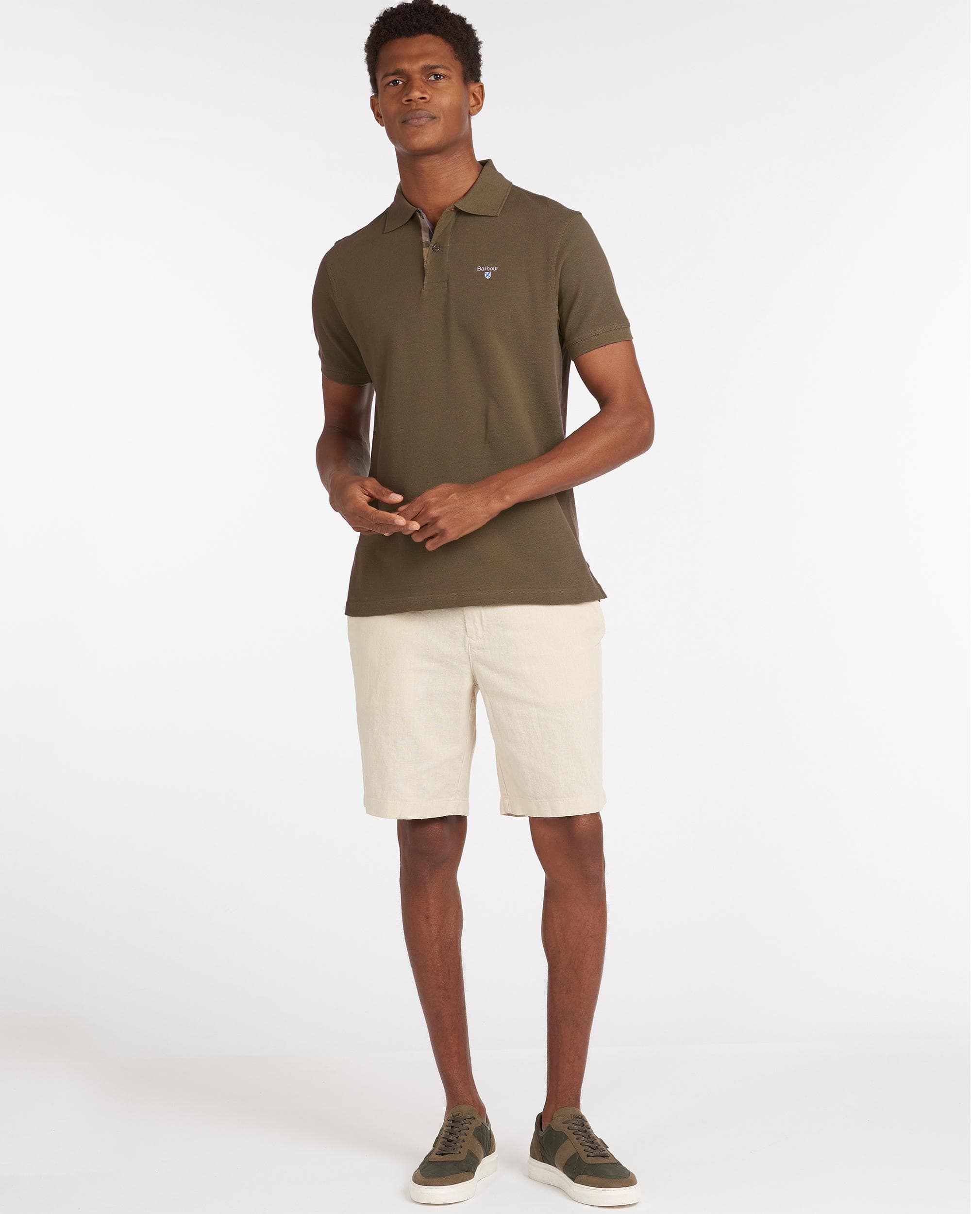 Barbour Tartan Pique Mens Polo - Dark Olive/Classic - Image 3