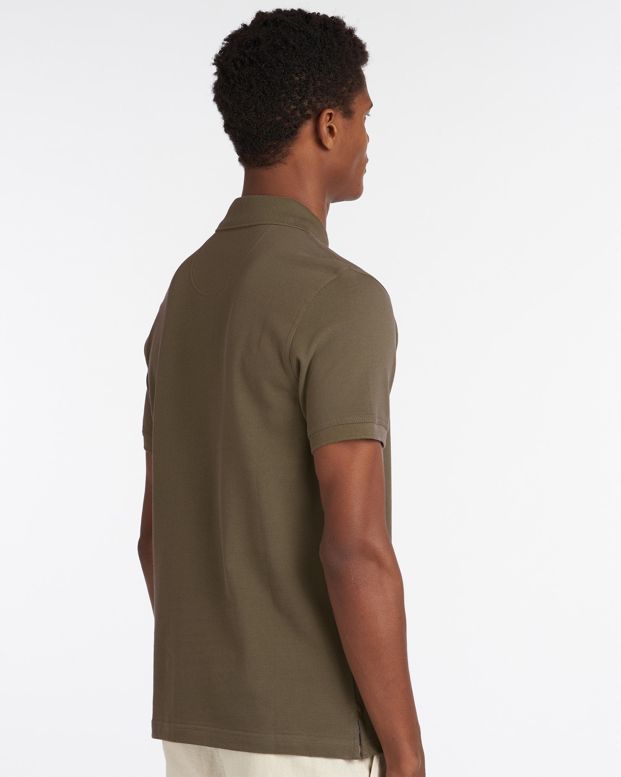 Barbour Tartan Pique Mens Polo - Dark Olive/Classic - Image 4