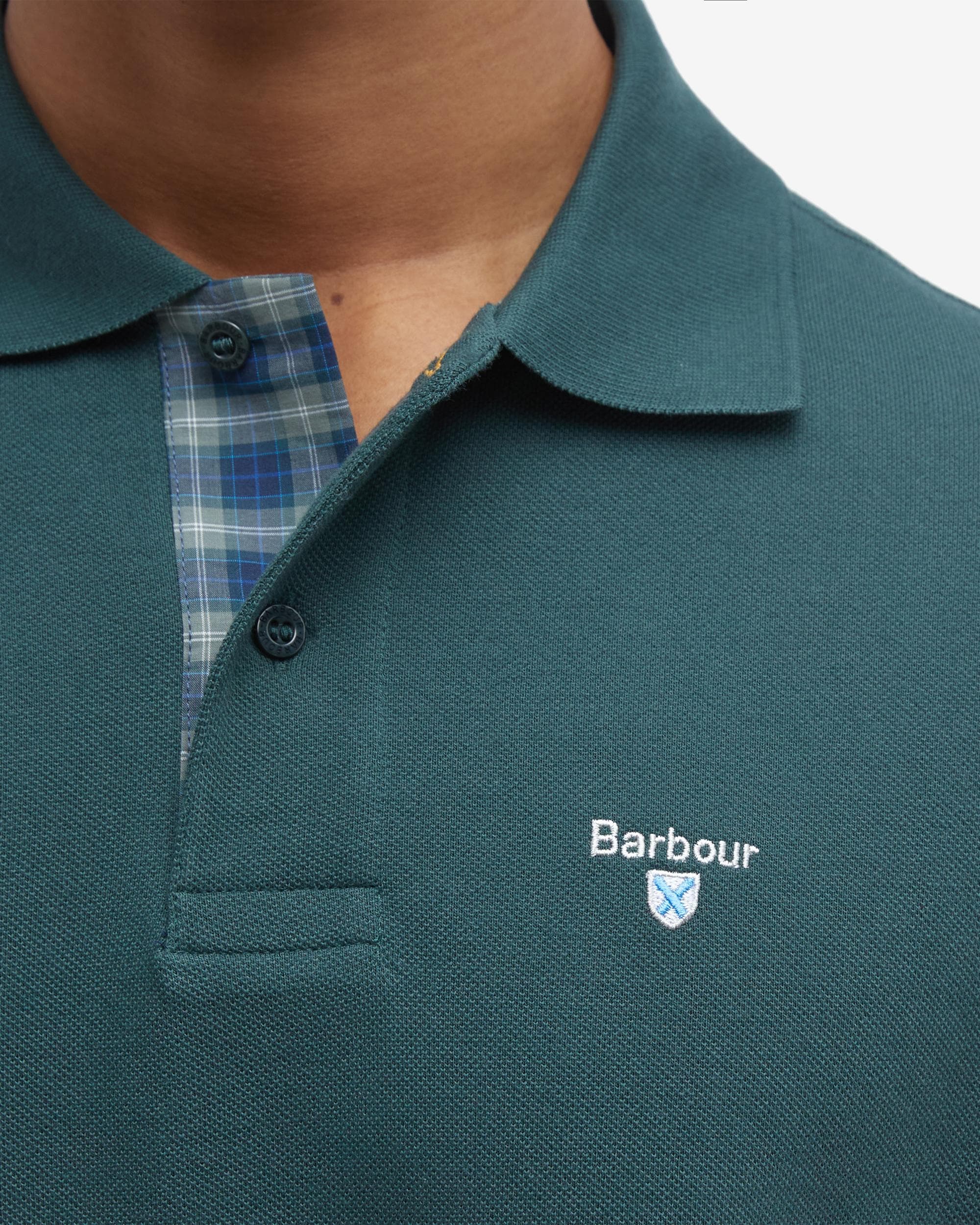 Barbour Tartan Pique Mens Polo S/S 25 - Green Gables - Image 5