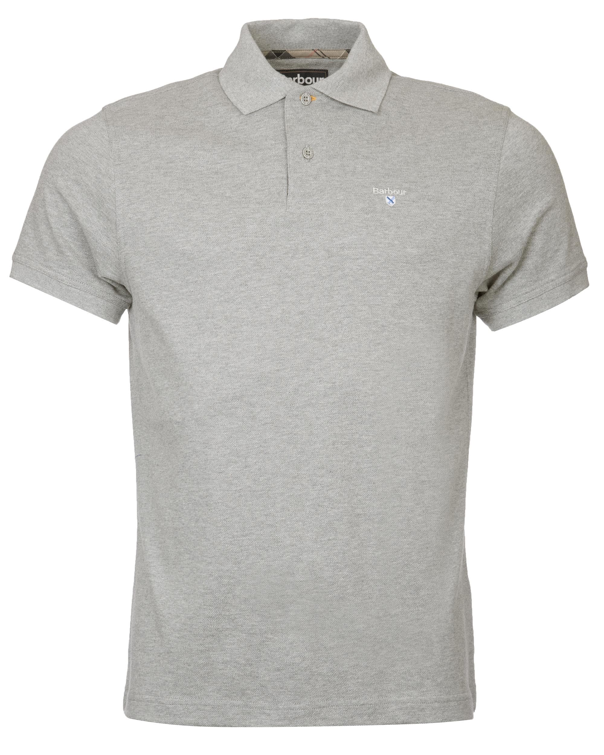 Barbour Tartan Pique Mens Polo - Grey Marl - Image 7