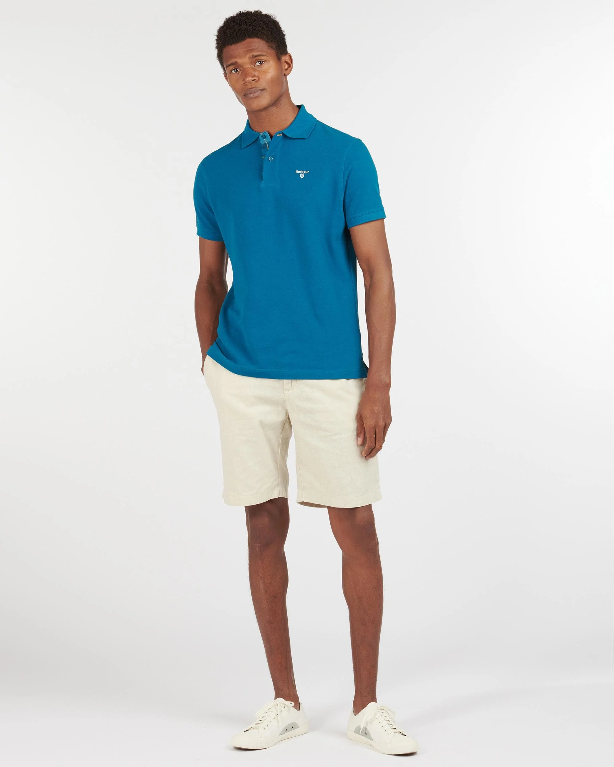 Barbour Tartan Pique Mens Polo - Lyons Blue - Image 3