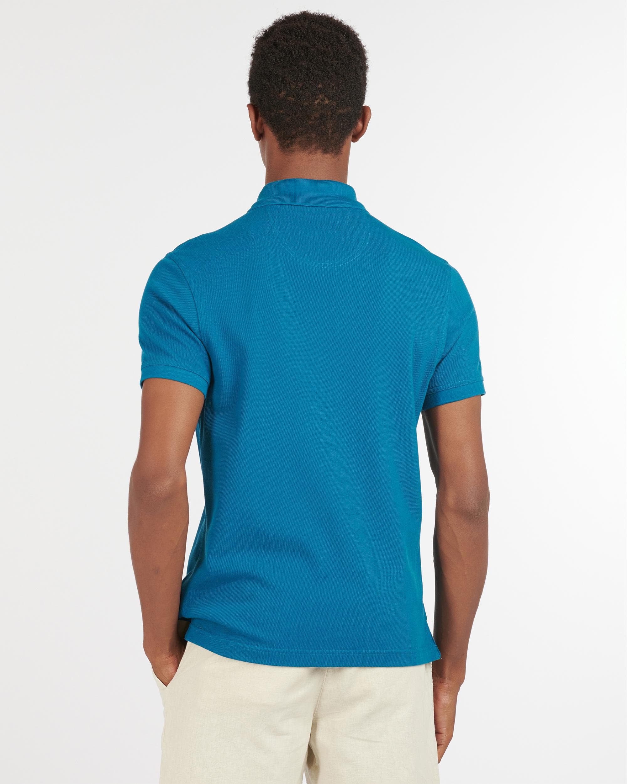 Barbour Tartan Pique Mens Polo - Lyons Blue - Image 4