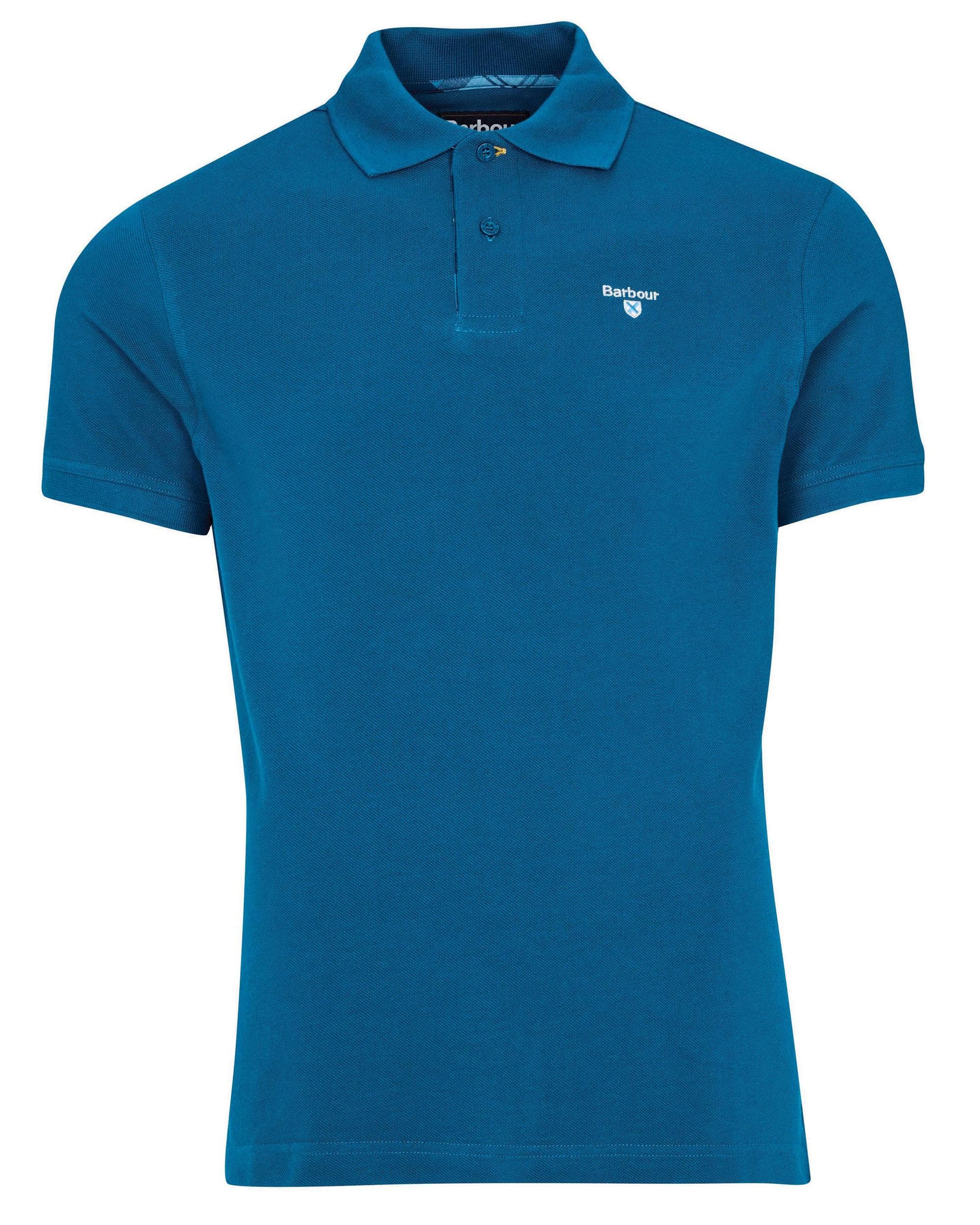 Barbour Tartan Pique Mens Polo - Lyons Blue - Image 7