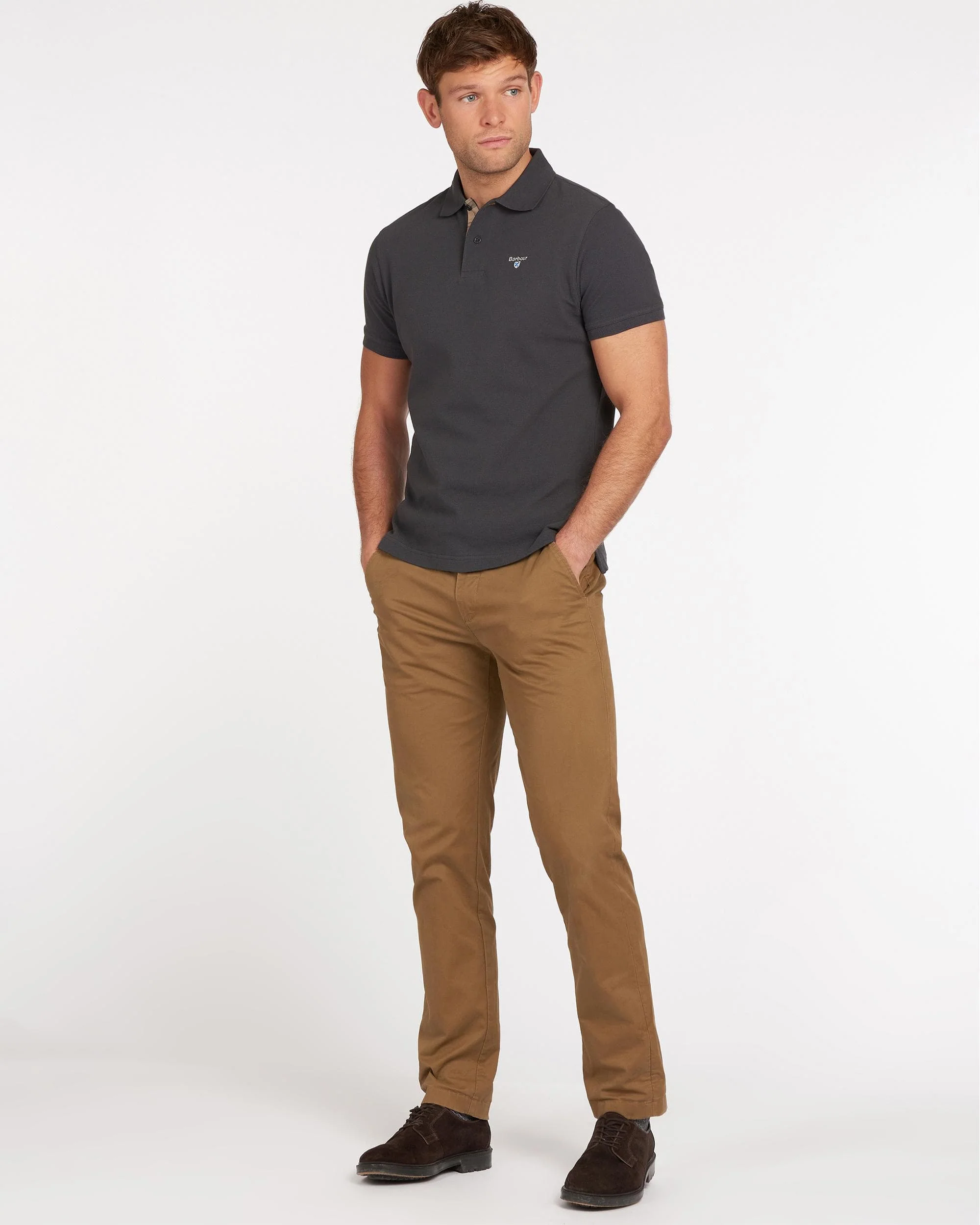 Barbour Tartan Pique Mens Polo - Navy/Dress - Image 4