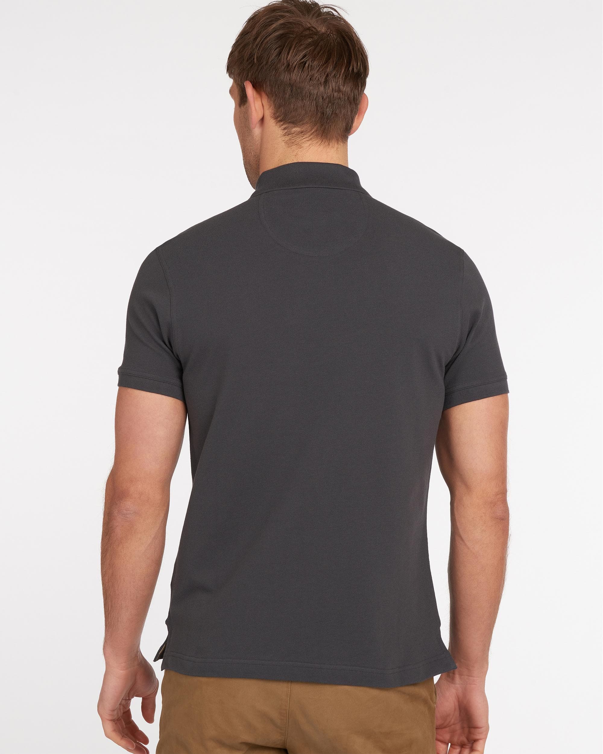 Barbour Tartan Pique Mens Polo - Navy/Dress - Image 5