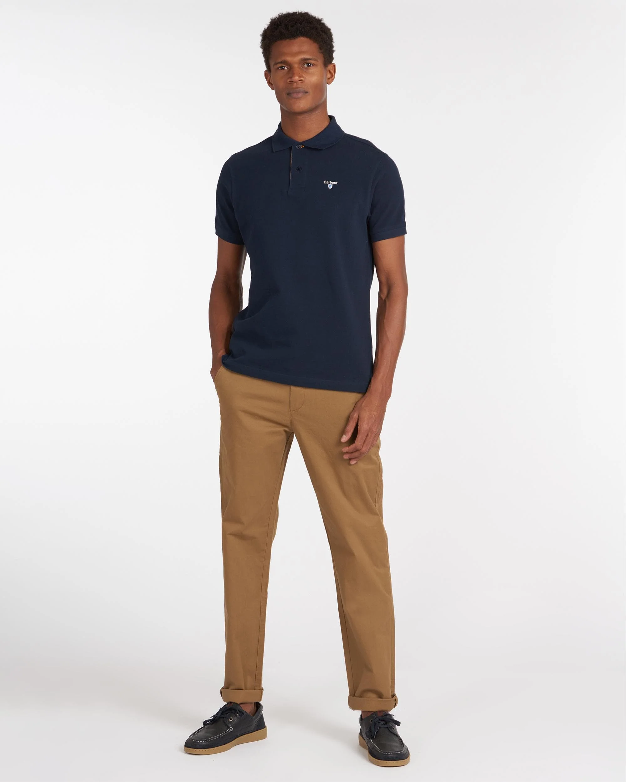 Barbour Tartan Pique Mens Polo - New Navy - Image 3