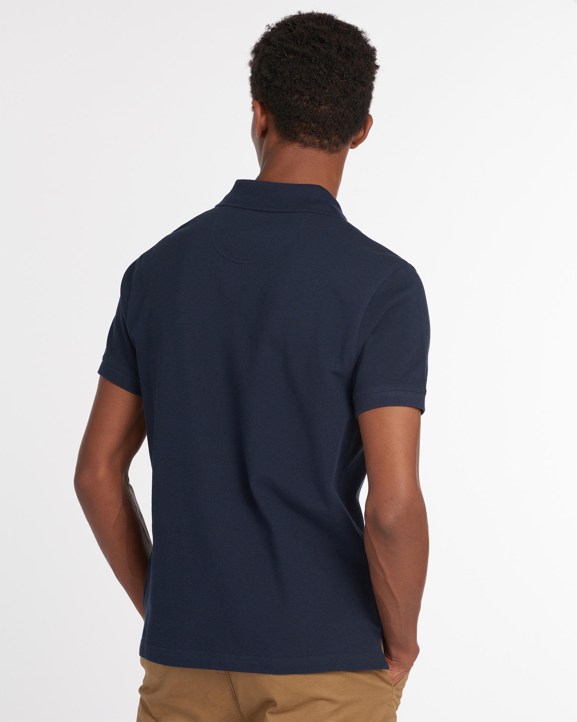 Barbour Tartan Pique Mens Polo - New Navy - Image 4