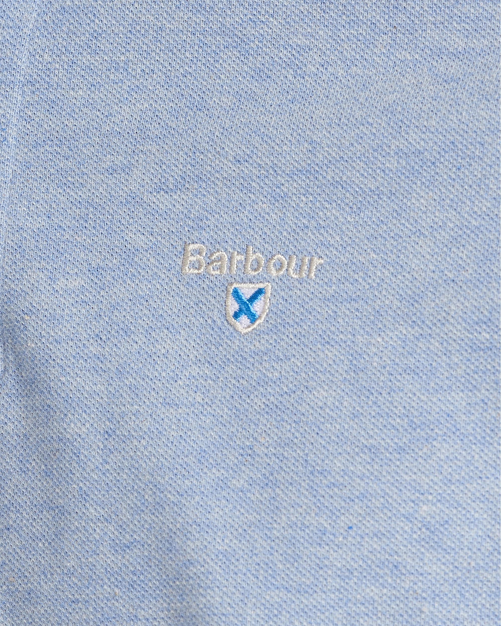 Barbour Tartan Pique Mens Polo - Sky Marl/Dress - Image 5