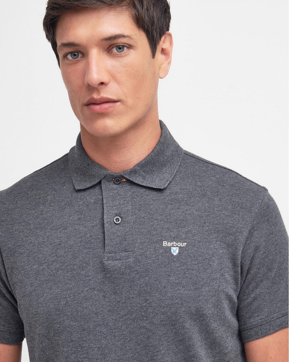 Barbour Tartan Pique Mens Polo - Slate Marl - Image 2