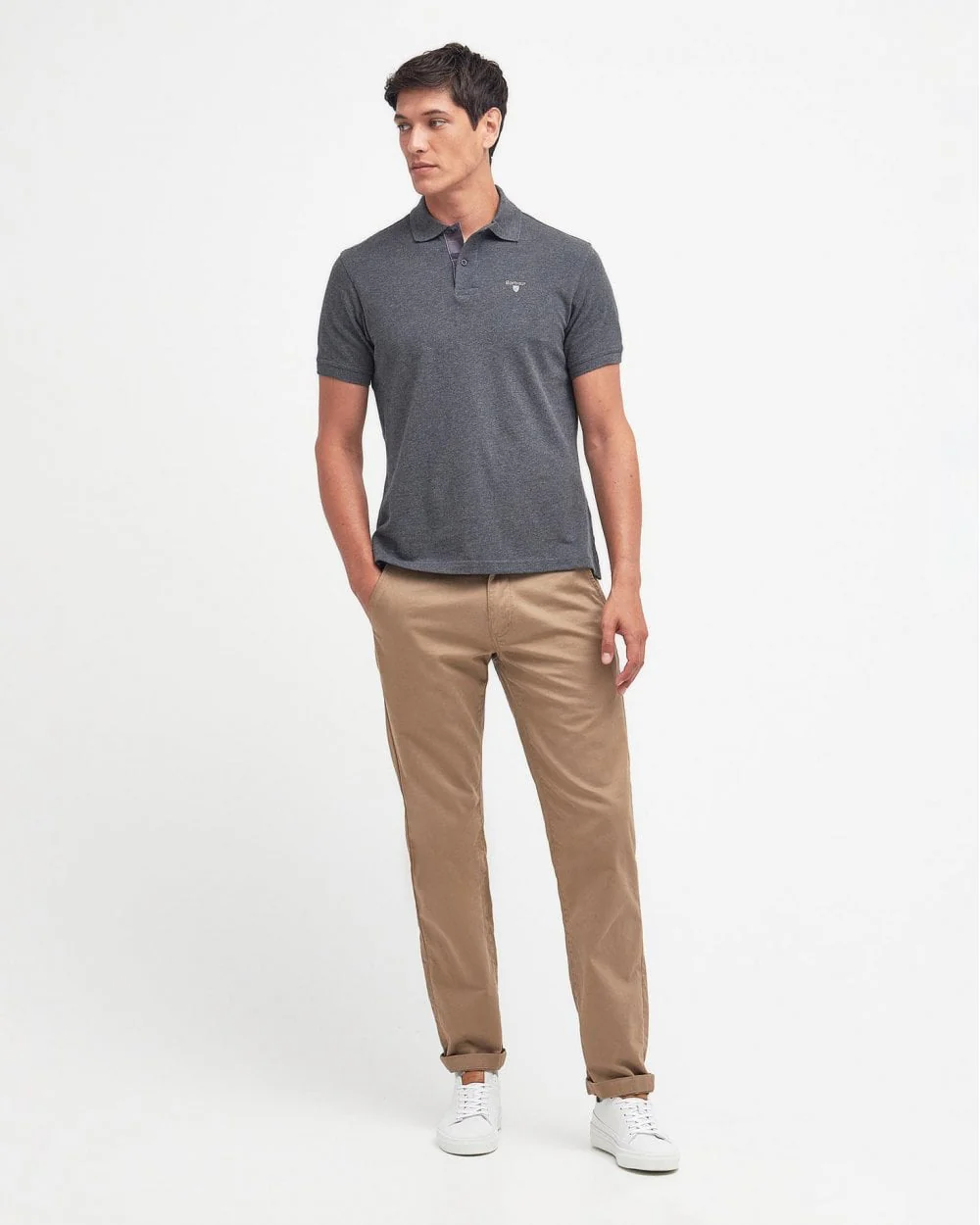 Barbour Tartan Pique Mens Polo - Slate Marl - Image 3