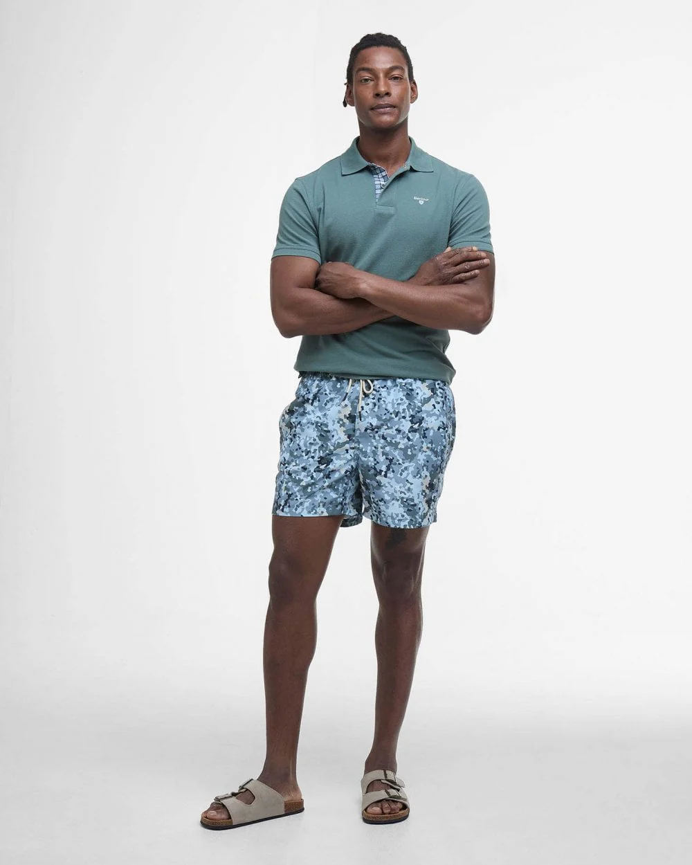 Barbour Tartan Pique Mens Polo - Vintage Teal - Image 2