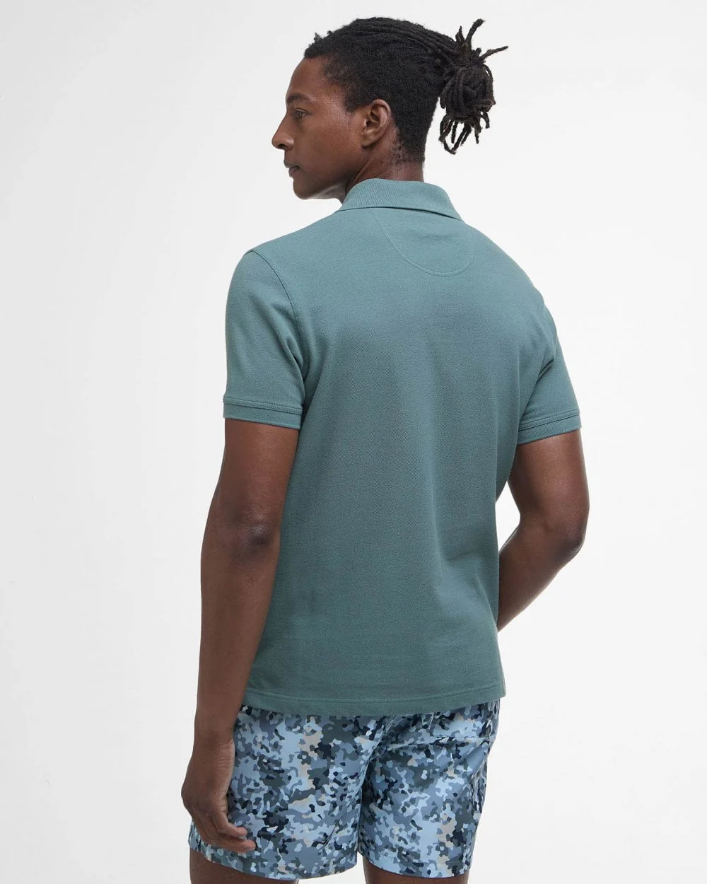 Barbour Tartan Pique Mens Polo - Vintage Teal - Image 5