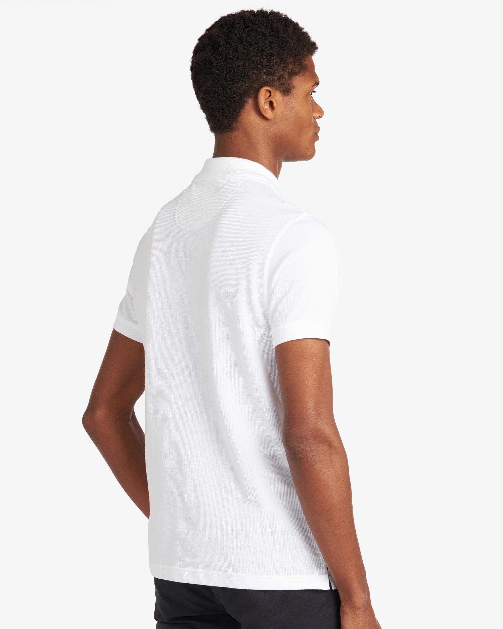 Barbour Tartan Pique Mens Polo - White/Dress - Image 4