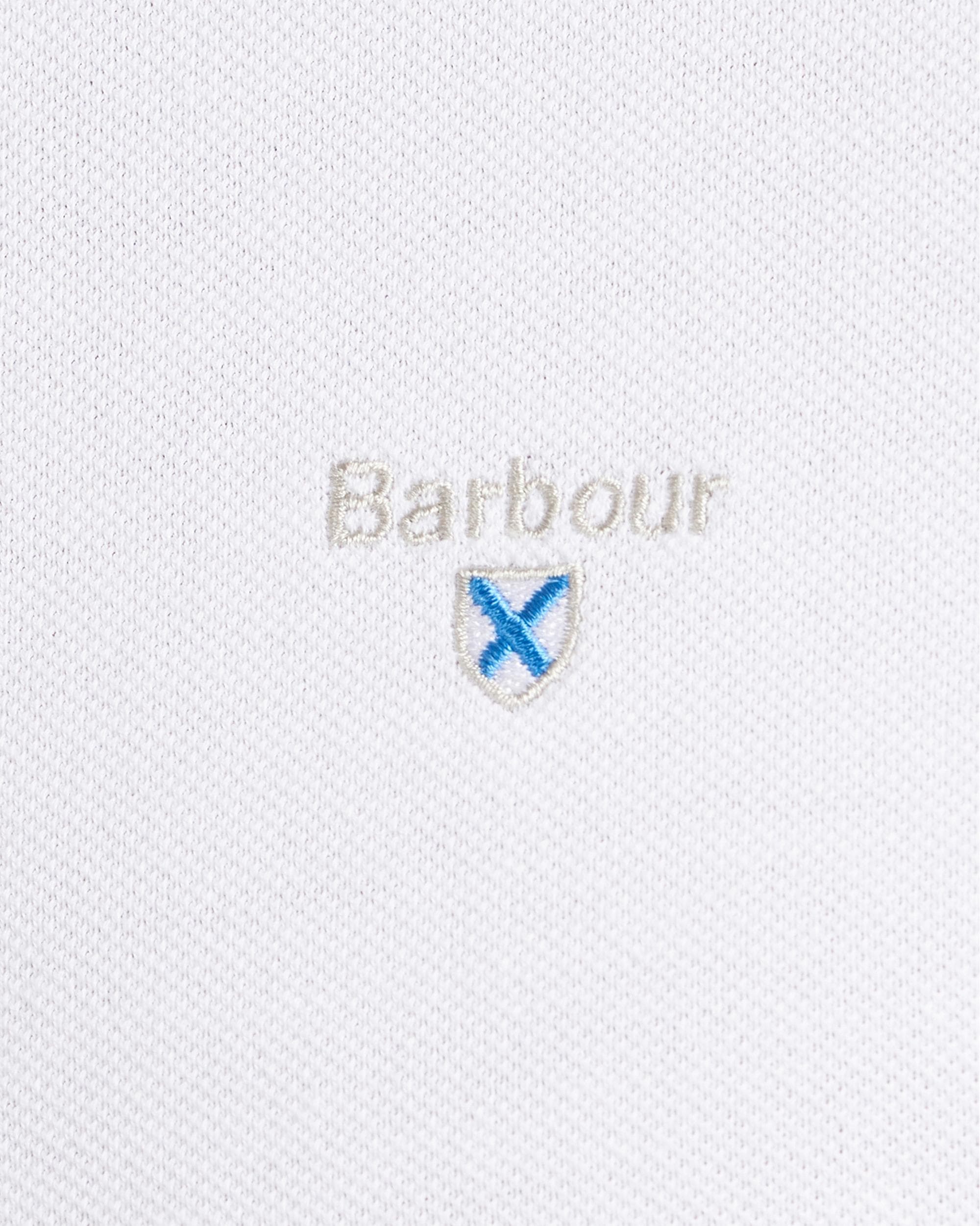 Barbour Tartan Pique Mens Polo - White/Dress - Image 5