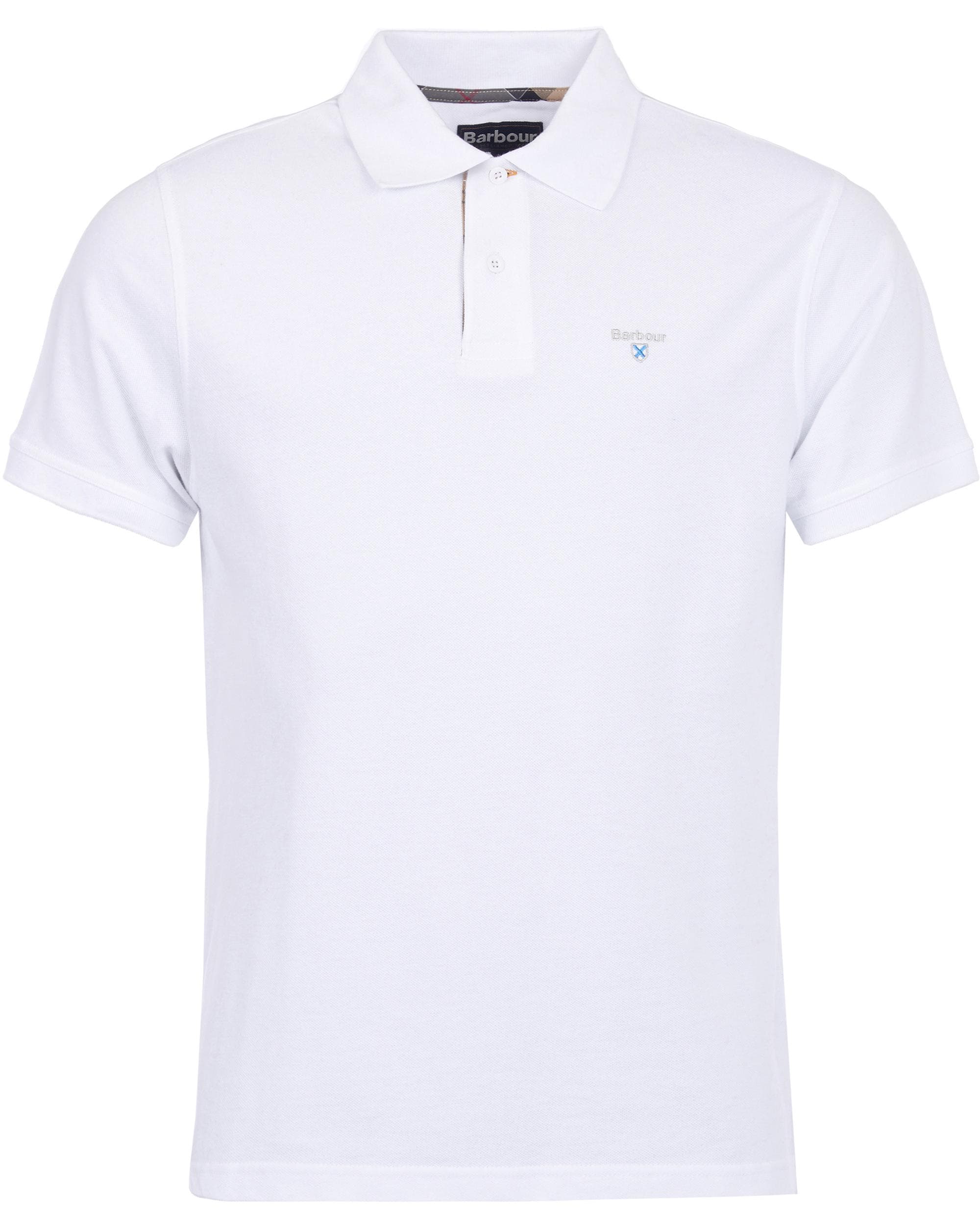 Barbour Tartan Pique Mens Polo - White/Dress - Image 7