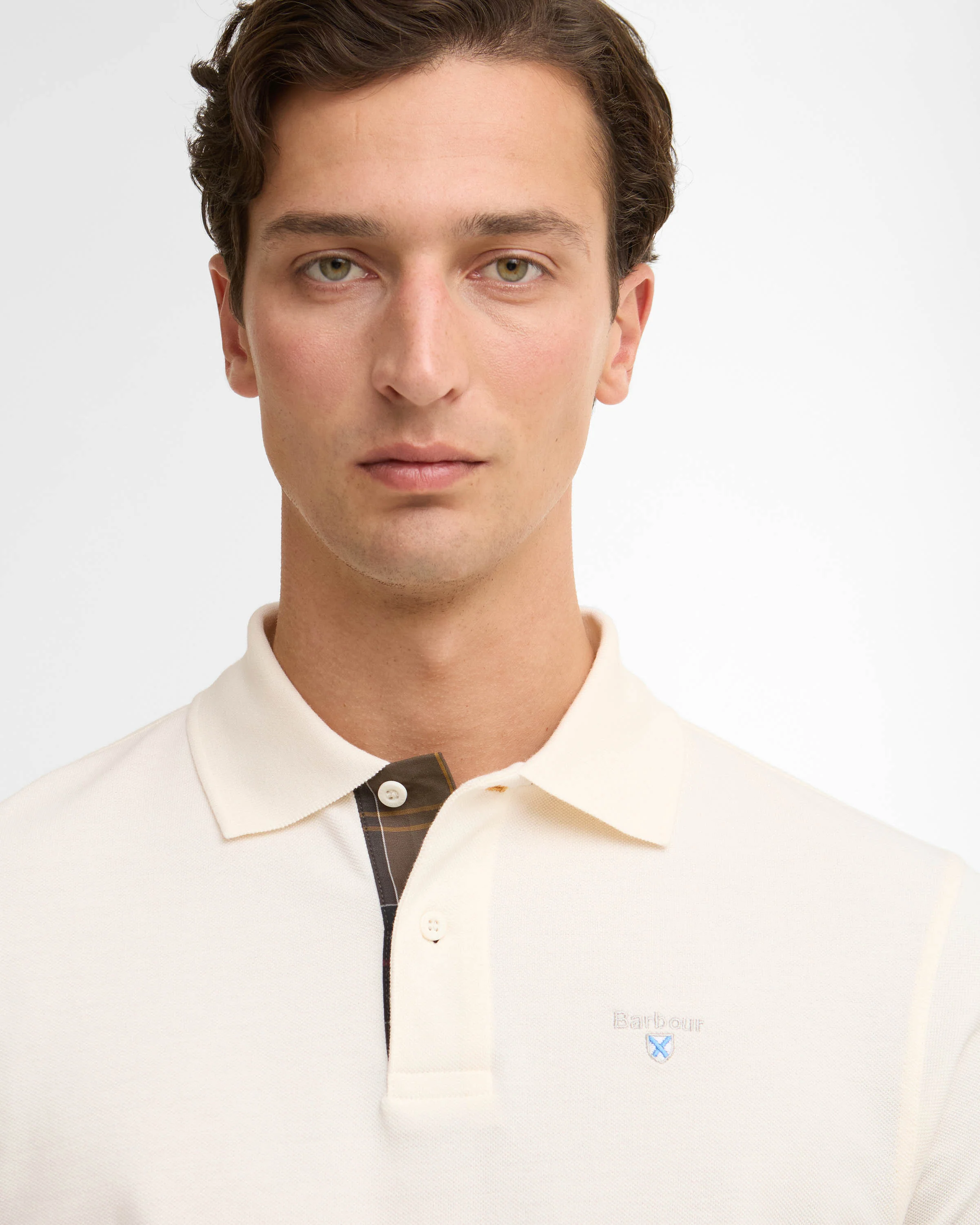Barbour Tartan Pique Mens Polo - Whisper White/Classic - Image 3