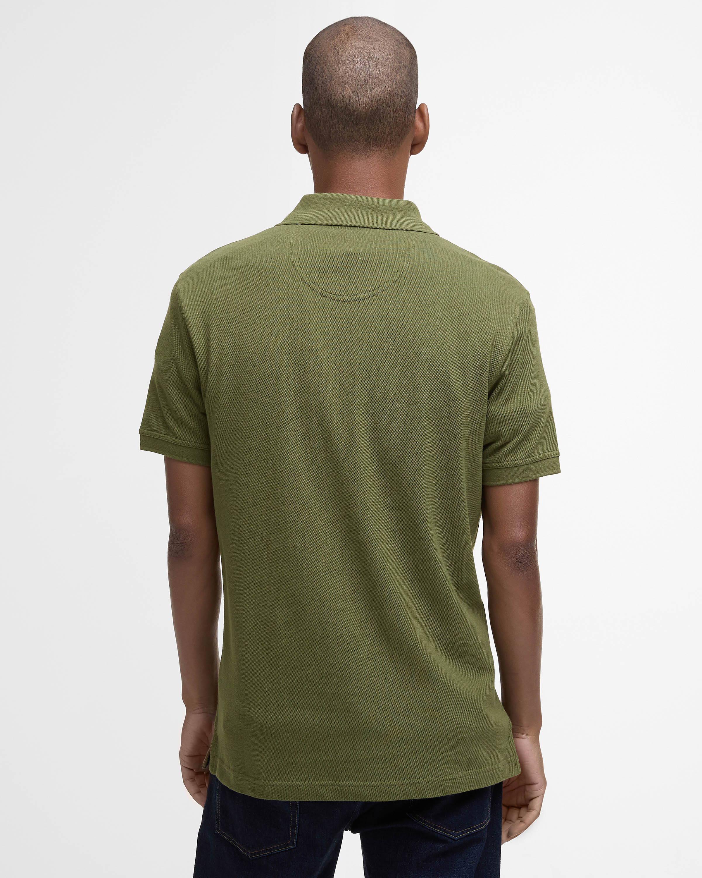 Barbour Tartan Pique Mens Polo - Winter Moss - Image 4