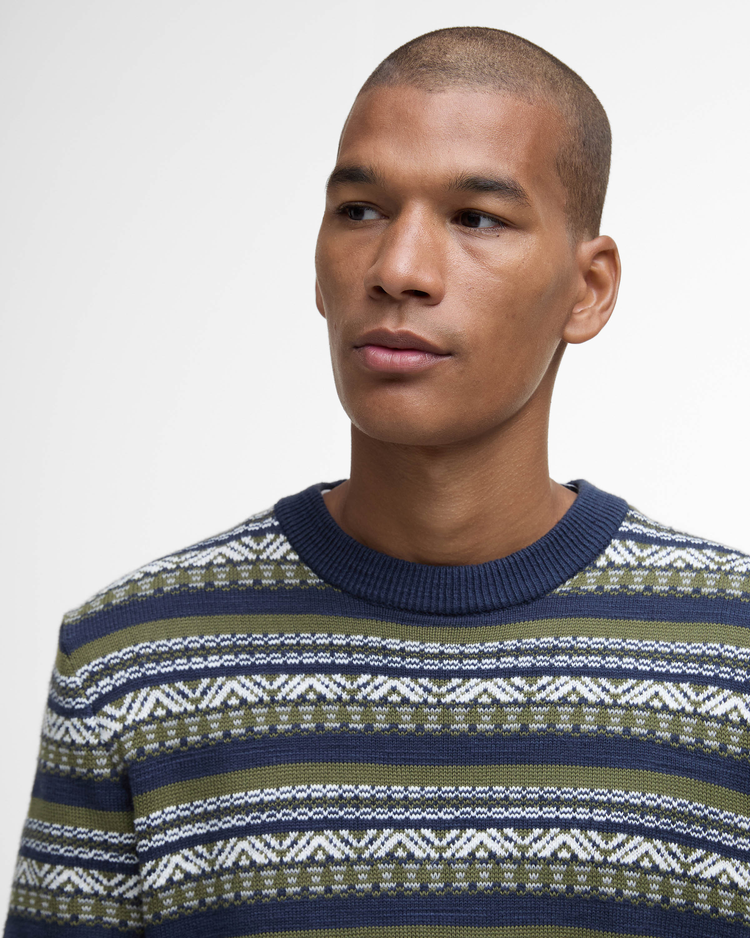 Barbour Topcliffe Mens Fairisle Crew Neck Sweater - Navy - Image 3
