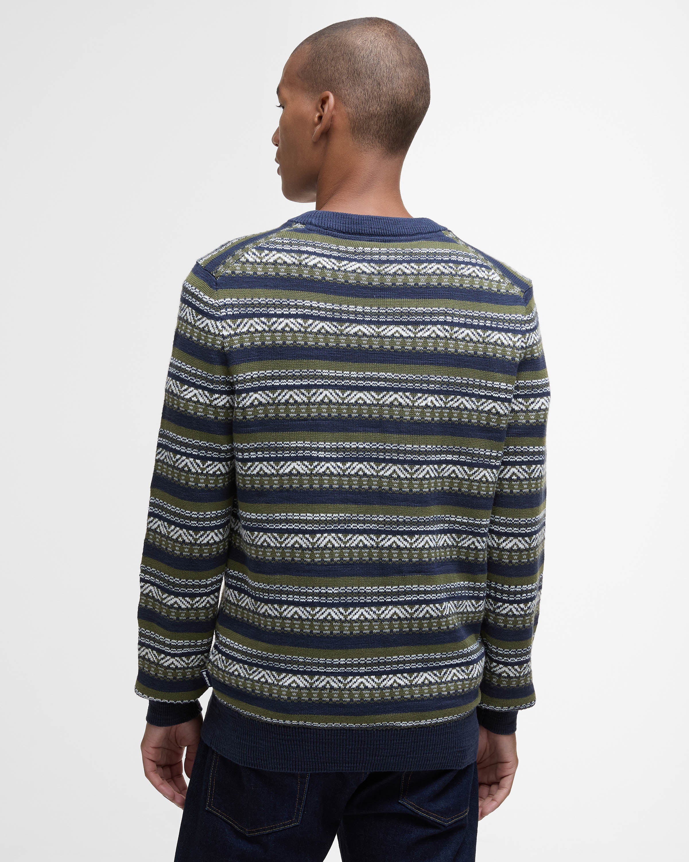 Barbour Topcliffe Mens Fairisle Crew Neck Sweater - Navy - Image 5
