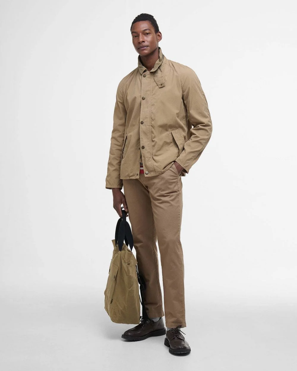 Barbour Tracker Mens Casual Jacket - Washed Stone - Image 2